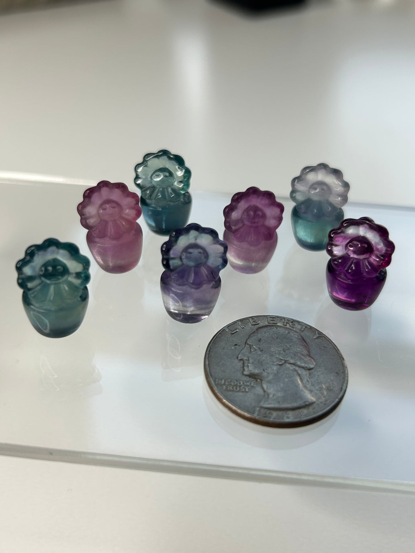 Mini Fluorite Potted Flower carving