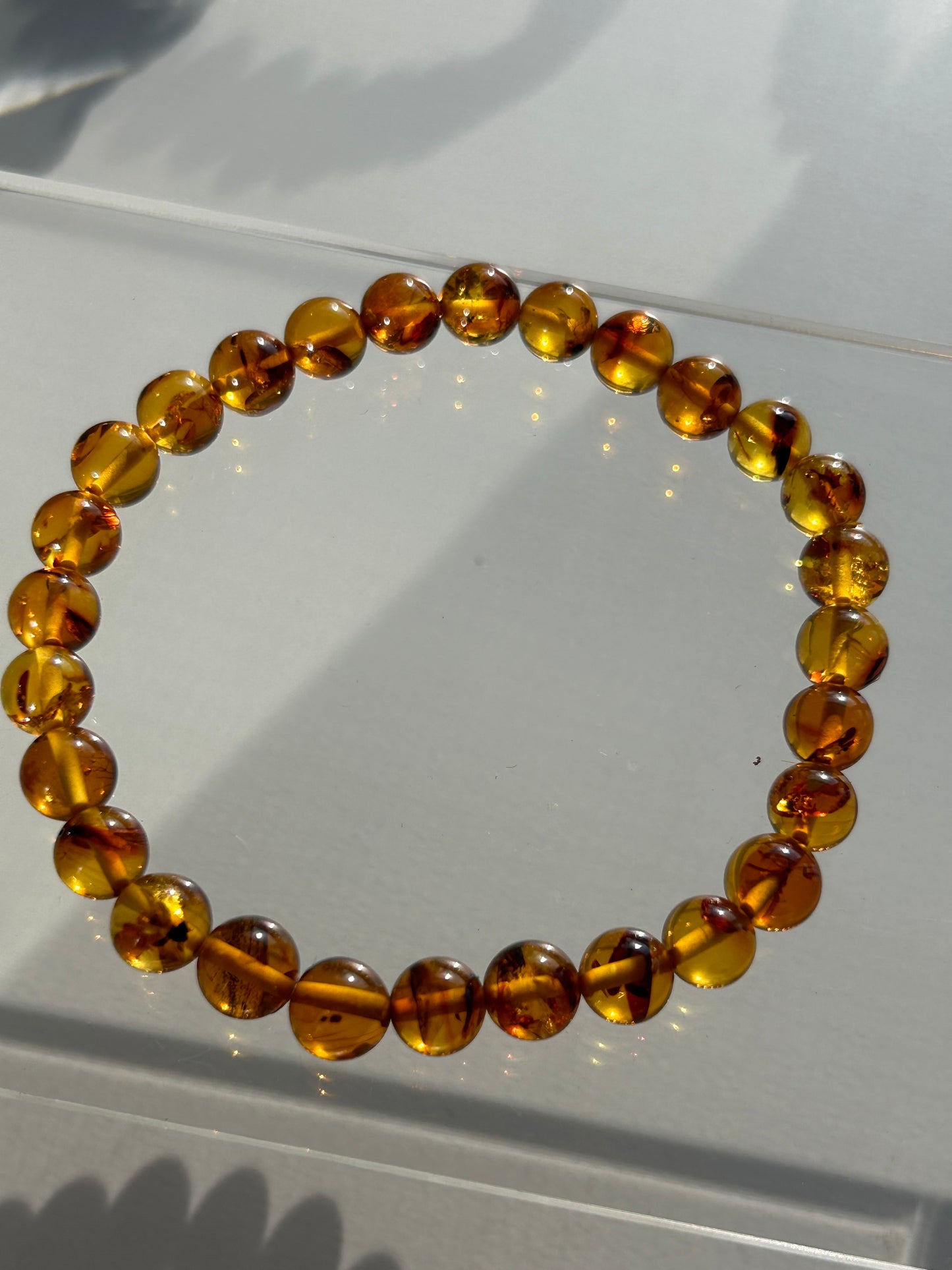 Flower Amber Beaded Bracelet