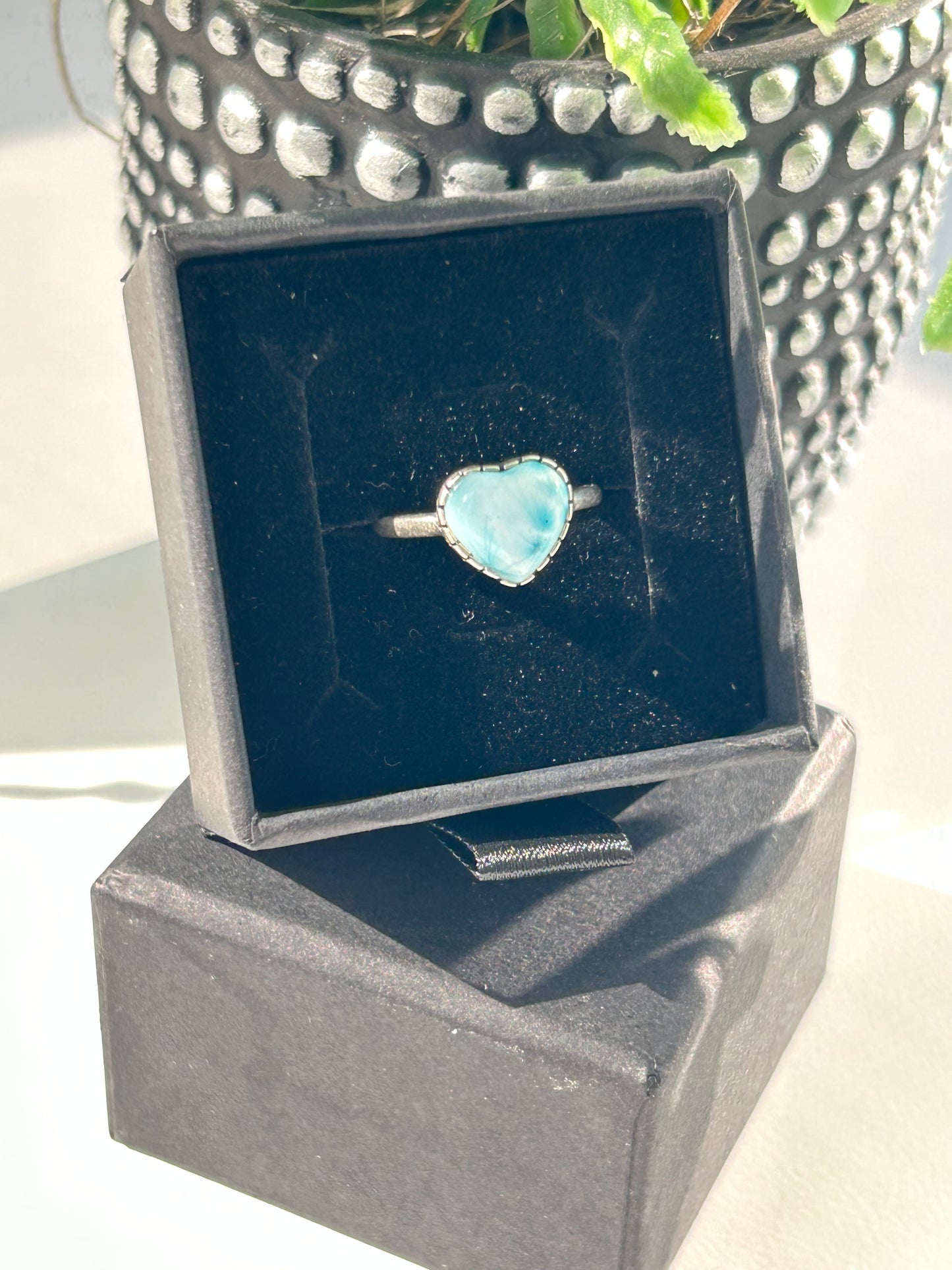 Larimar Sterling Silver 925 Heart ring