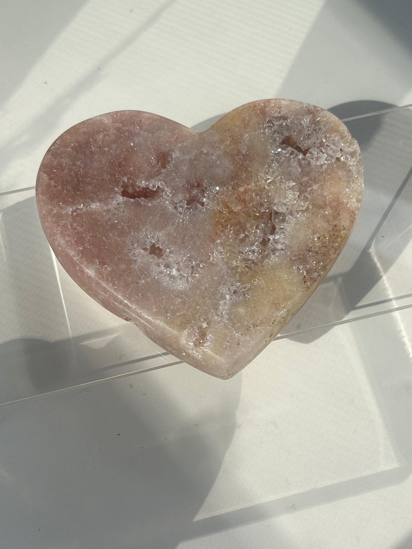 Pink Amethyst Heart with Crystal formations