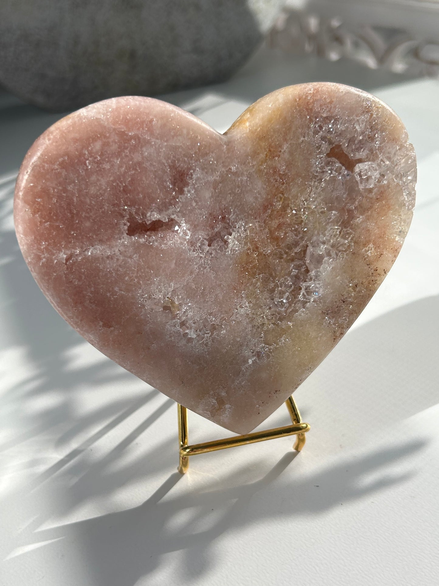 Pink Amethyst Heart with Crystal formations