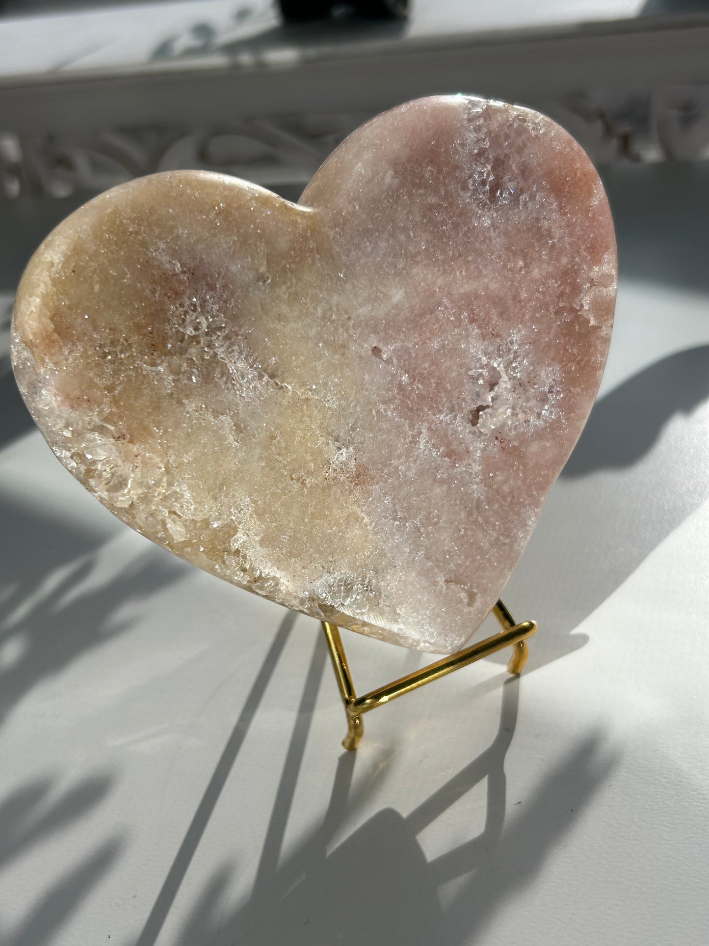 Pink Amethyst Heart with Crystal formations