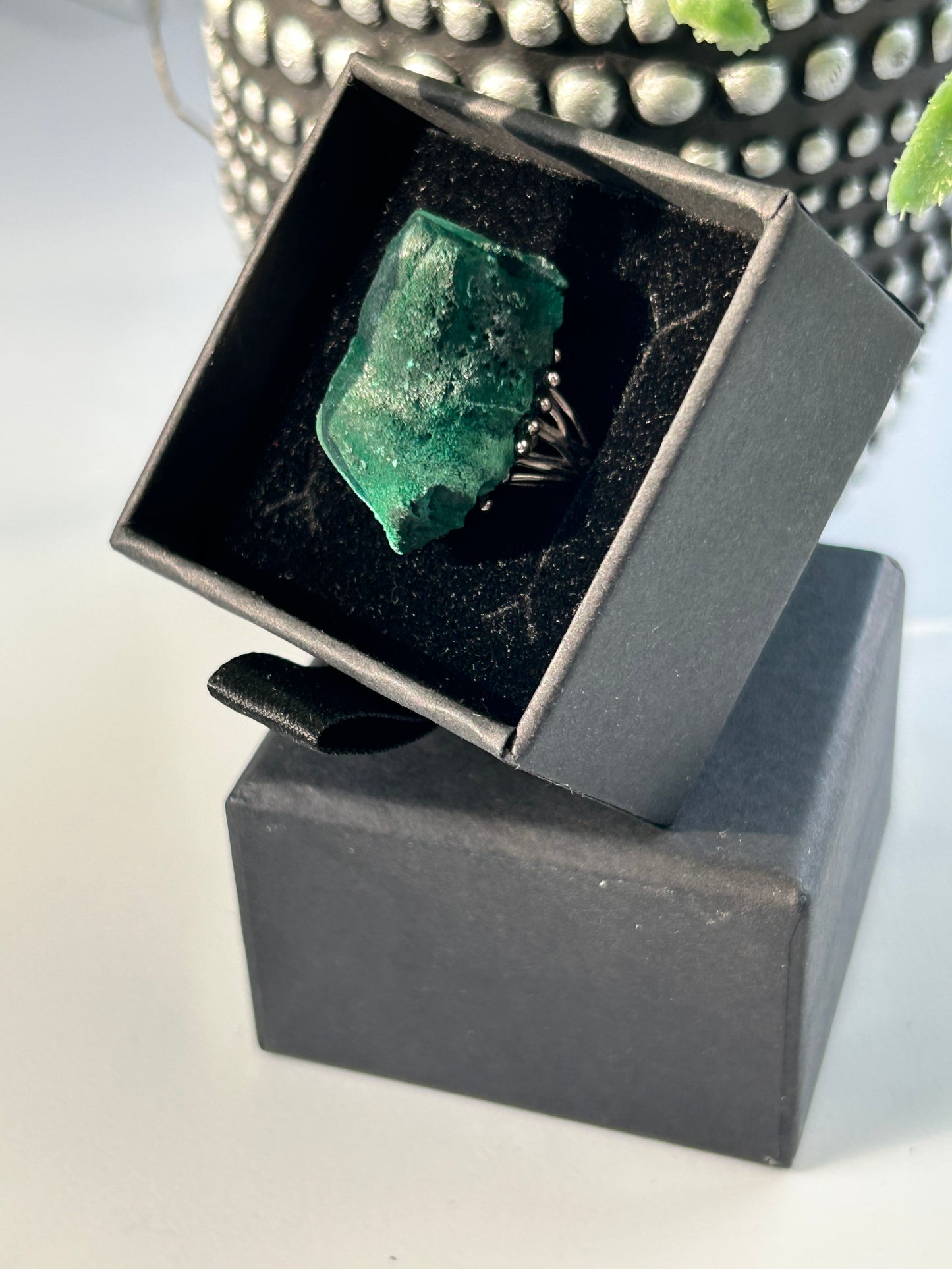 Raw Velvet Malachite Sterling Silver 925 statement ring