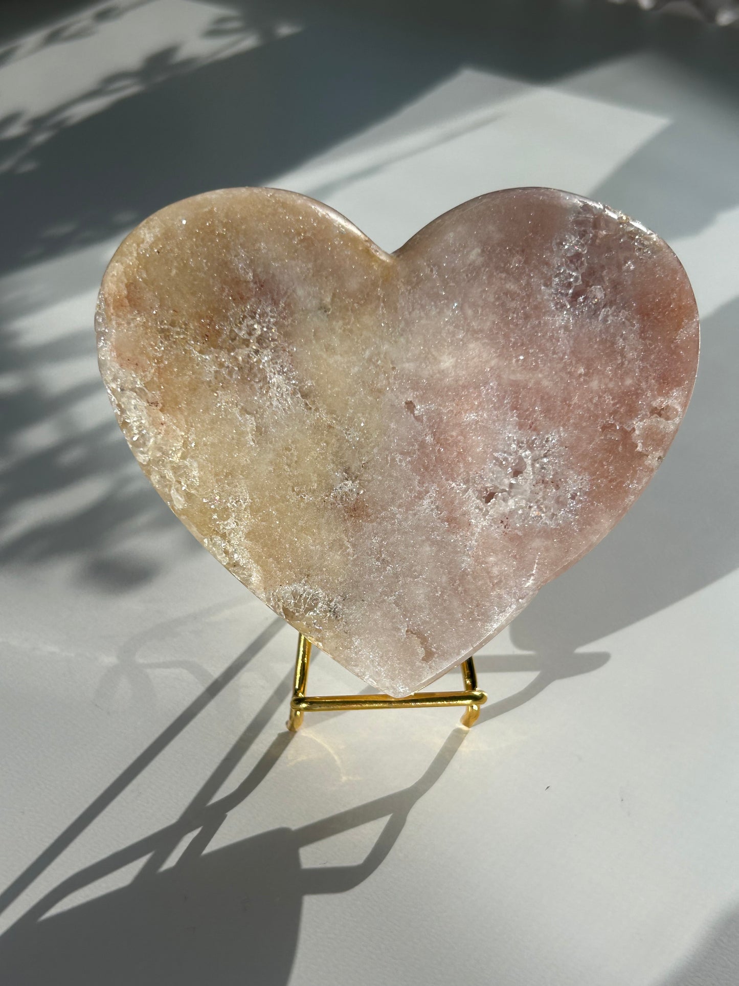 Pink Amethyst Heart with Crystal formations