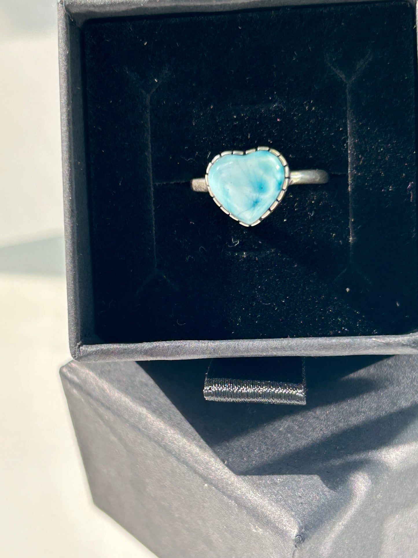 Larimar Sterling Silver 925 Heart ring