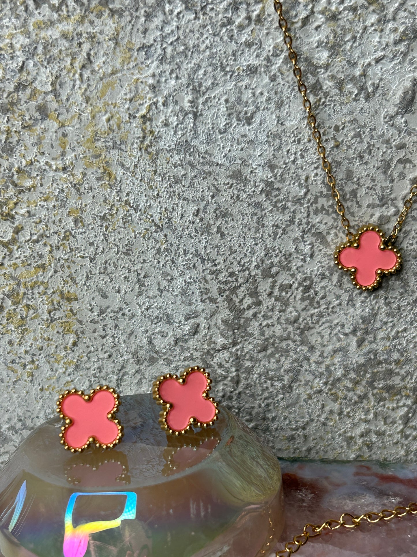 Lucky Clover 18k gold plated jewlery Set