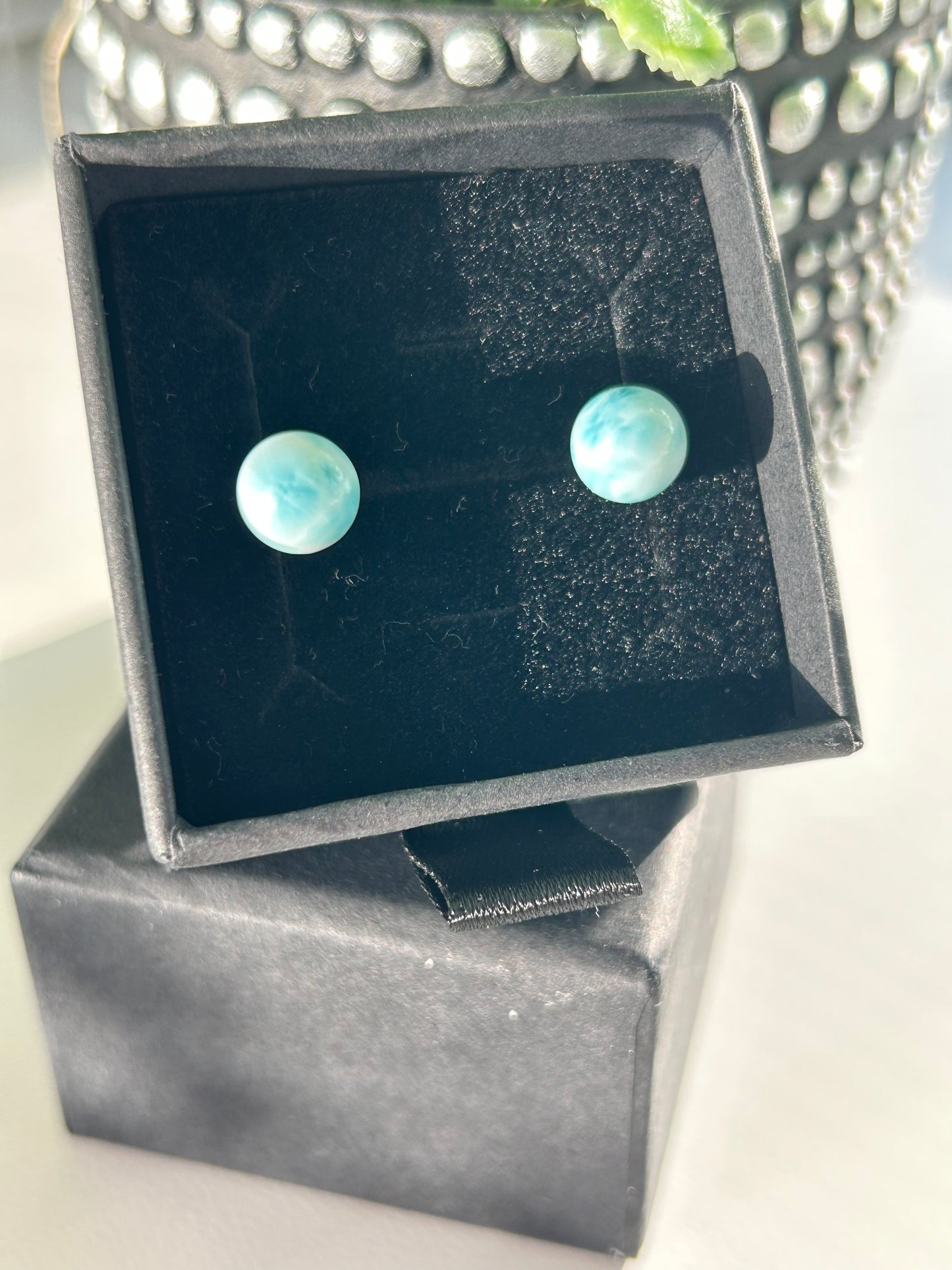 Larimar Sterling Silver 925 stud earrings