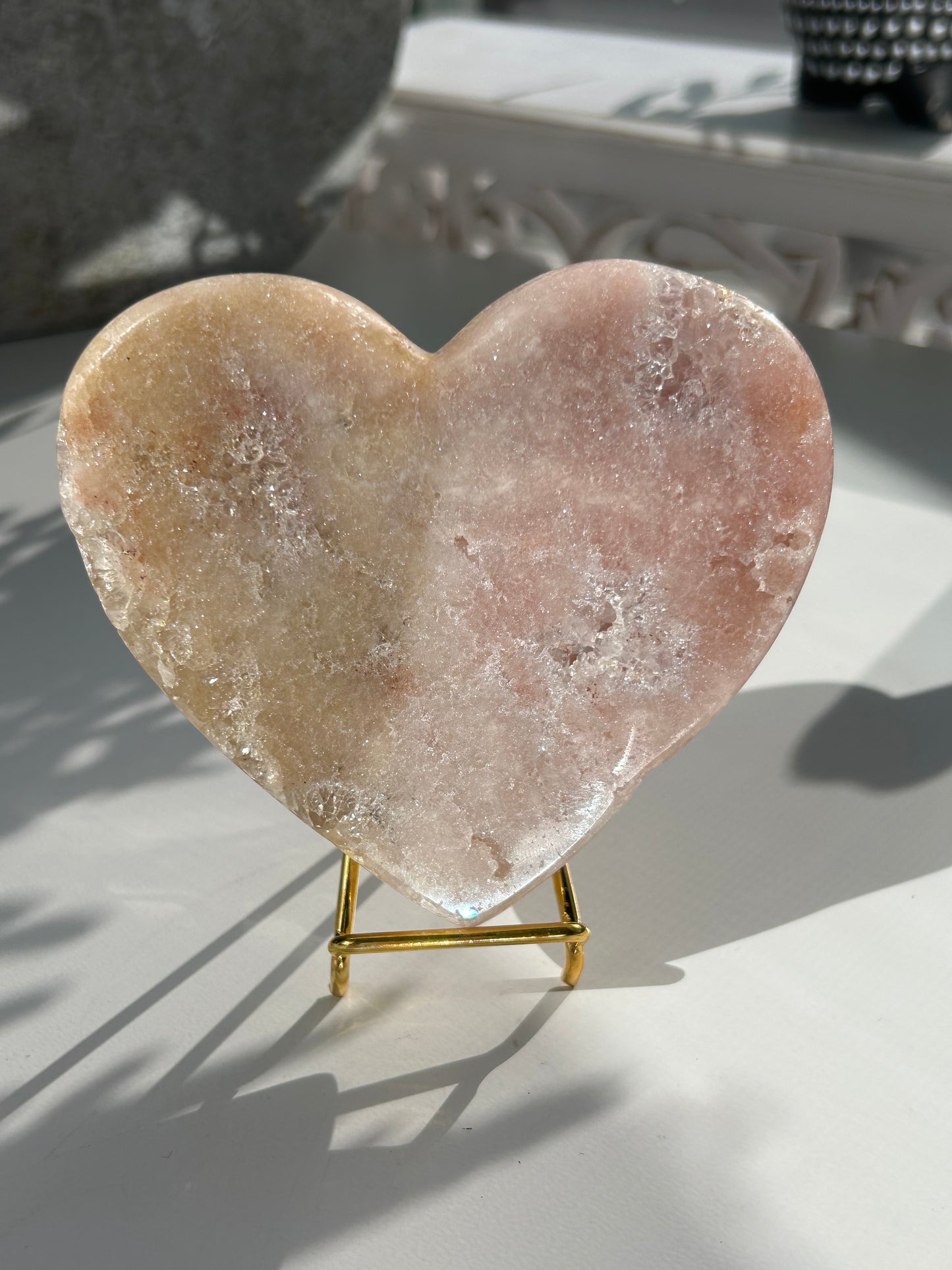 Pink Amethyst Heart with Crystal formations