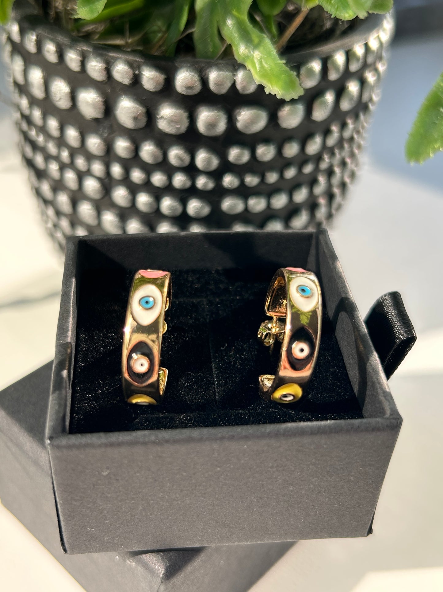 Evil Eye 18k Gold plated Hoop earrings