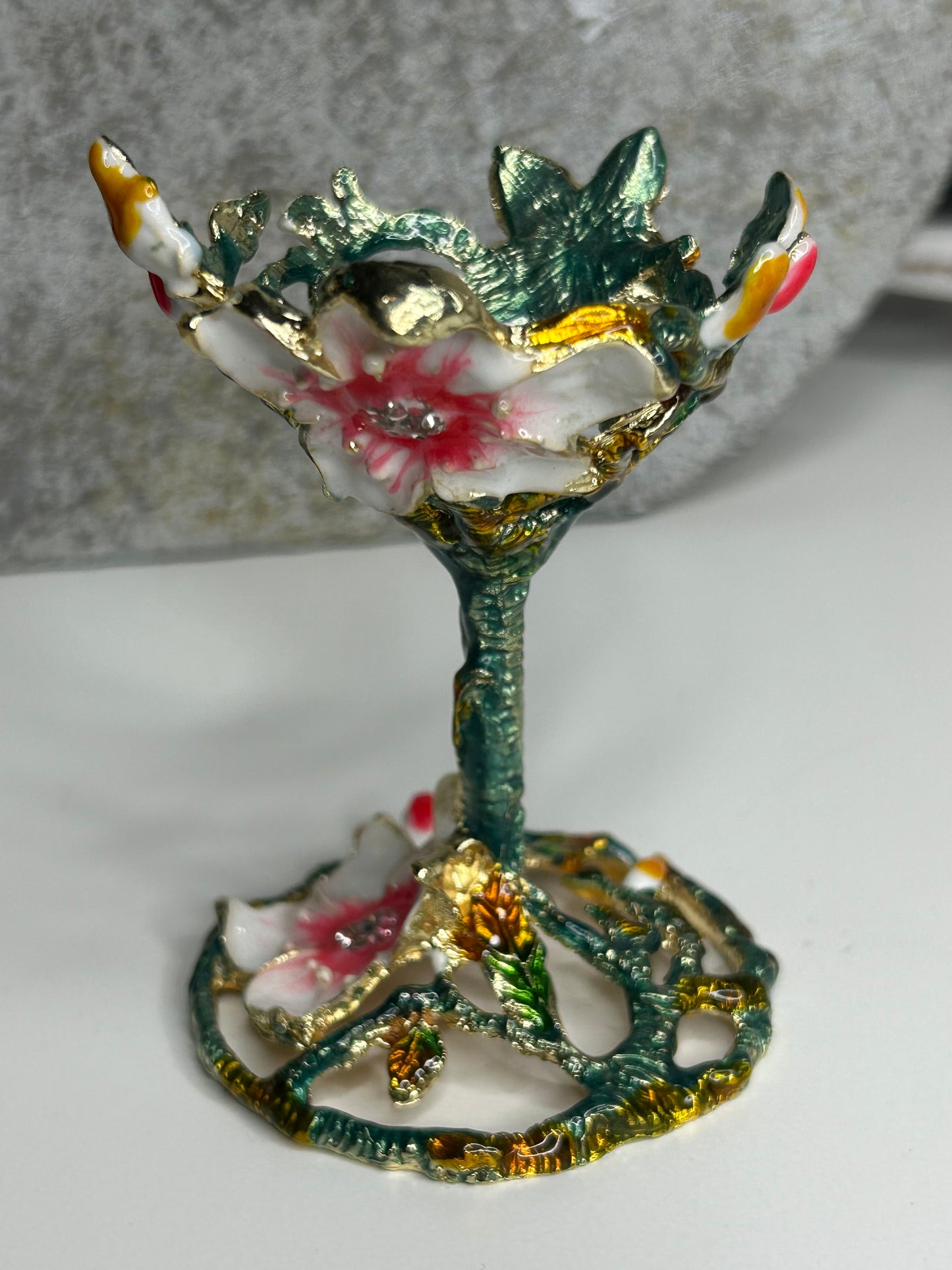 Enamel Tree sphere holder with flowers