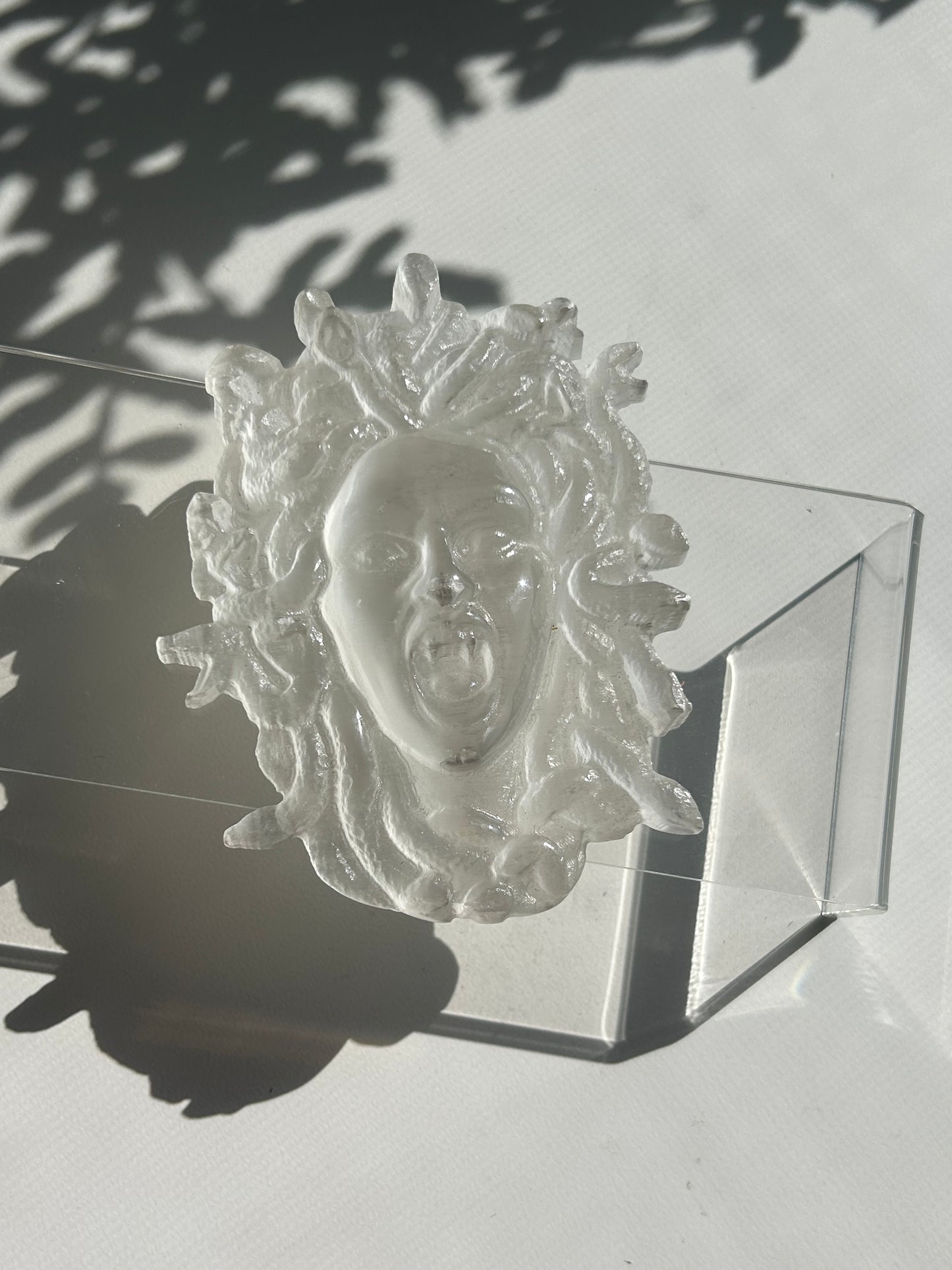 Selenite Medusa Carving