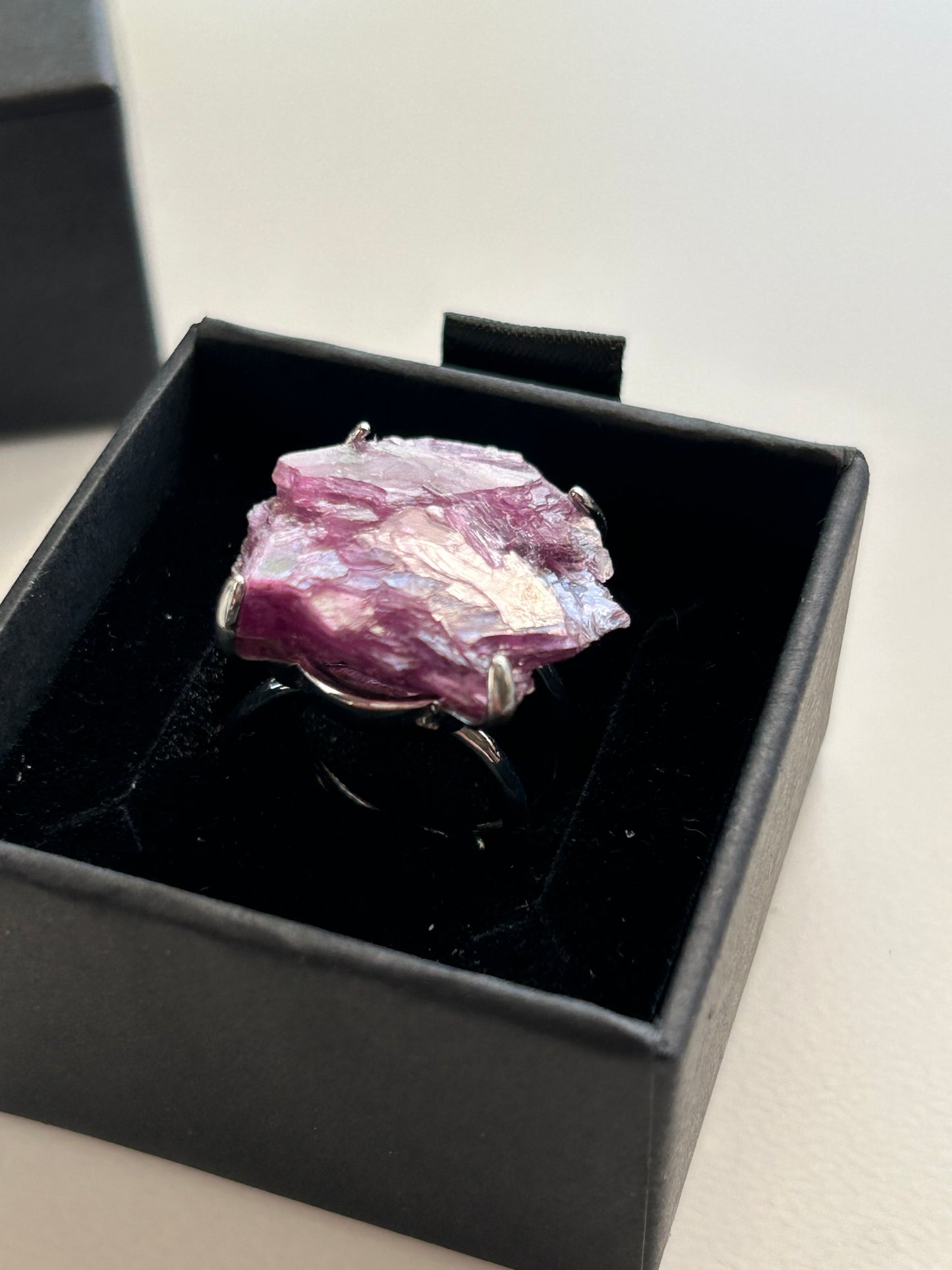 Raw Lepidolite Sterling Silver 925 Statement ring