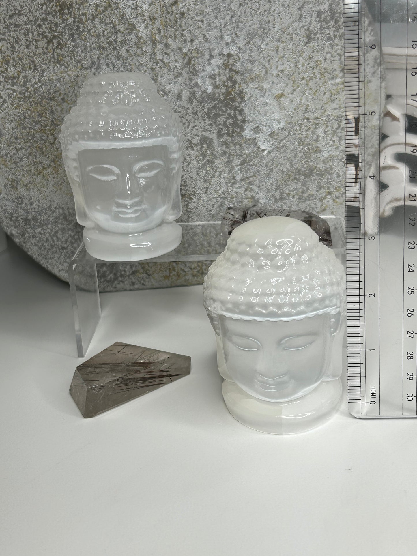 Selenite Buddha Head Carving