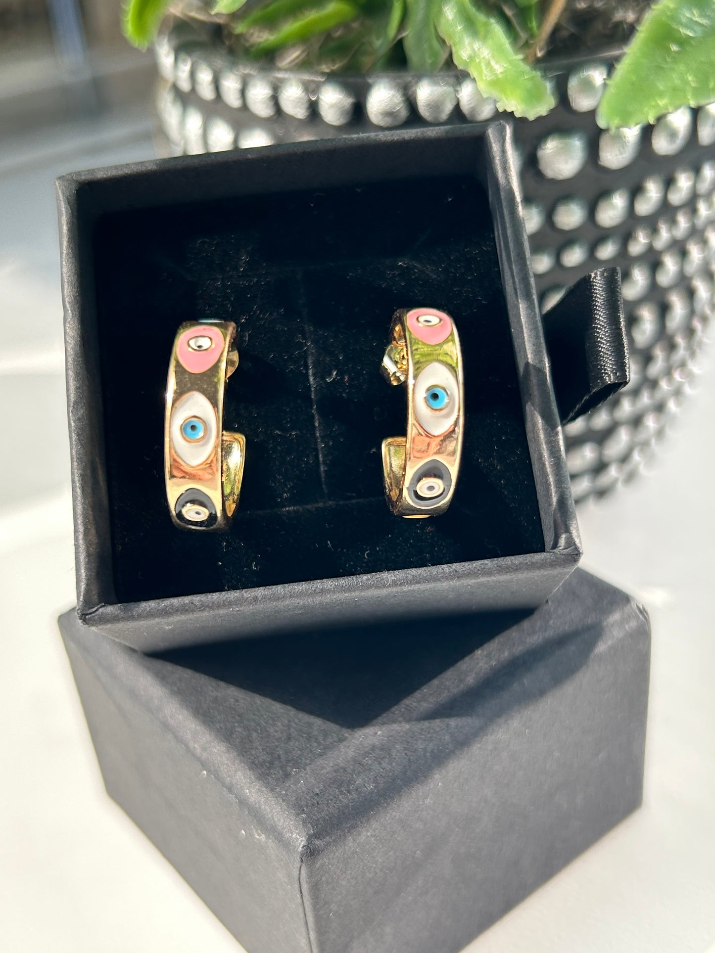 Evil Eye 18k Gold plated Hoop earrings