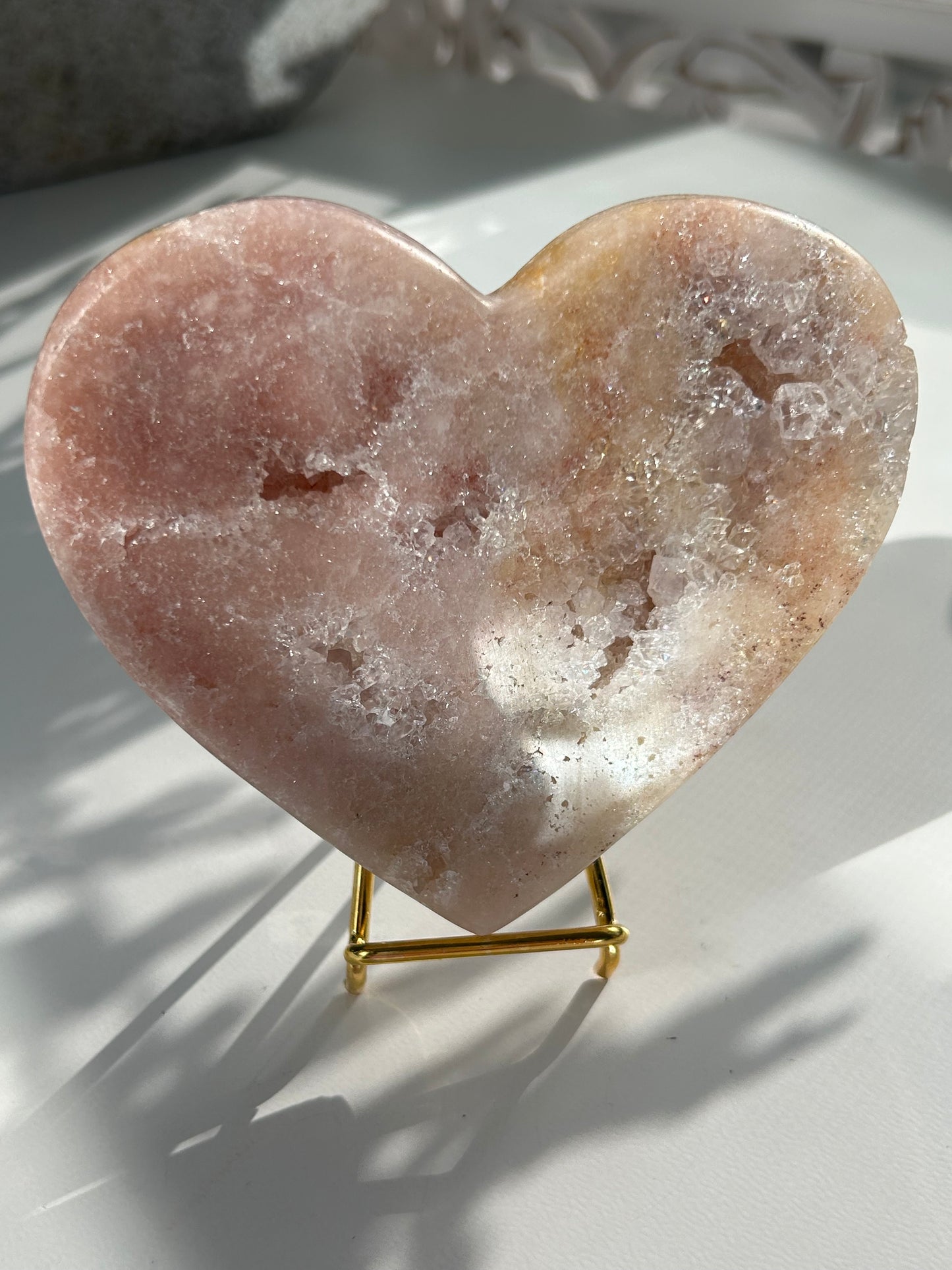 Pink Amethyst Heart with Crystal formations