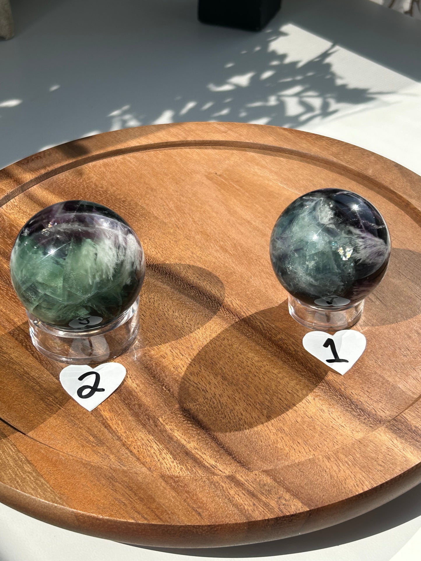 Feather Fluorite sphere