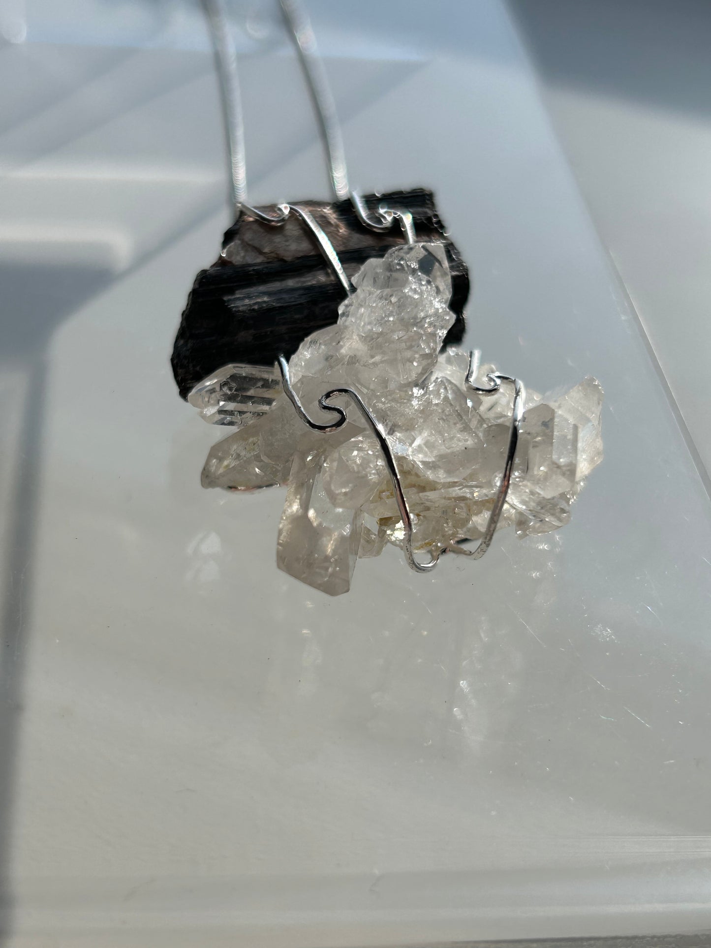 Clear Quartz & Black Tourmaline Statement necklace