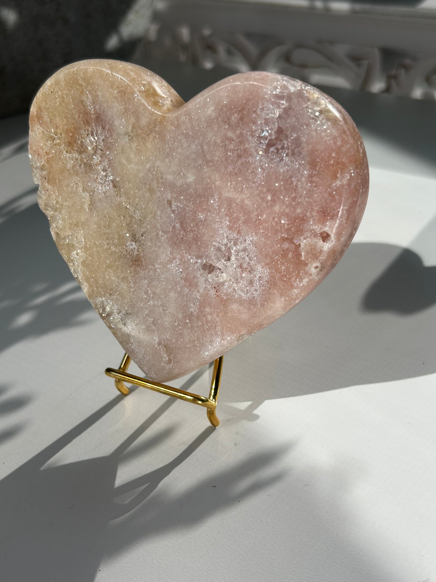 Pink Amethyst Heart with Crystal formations