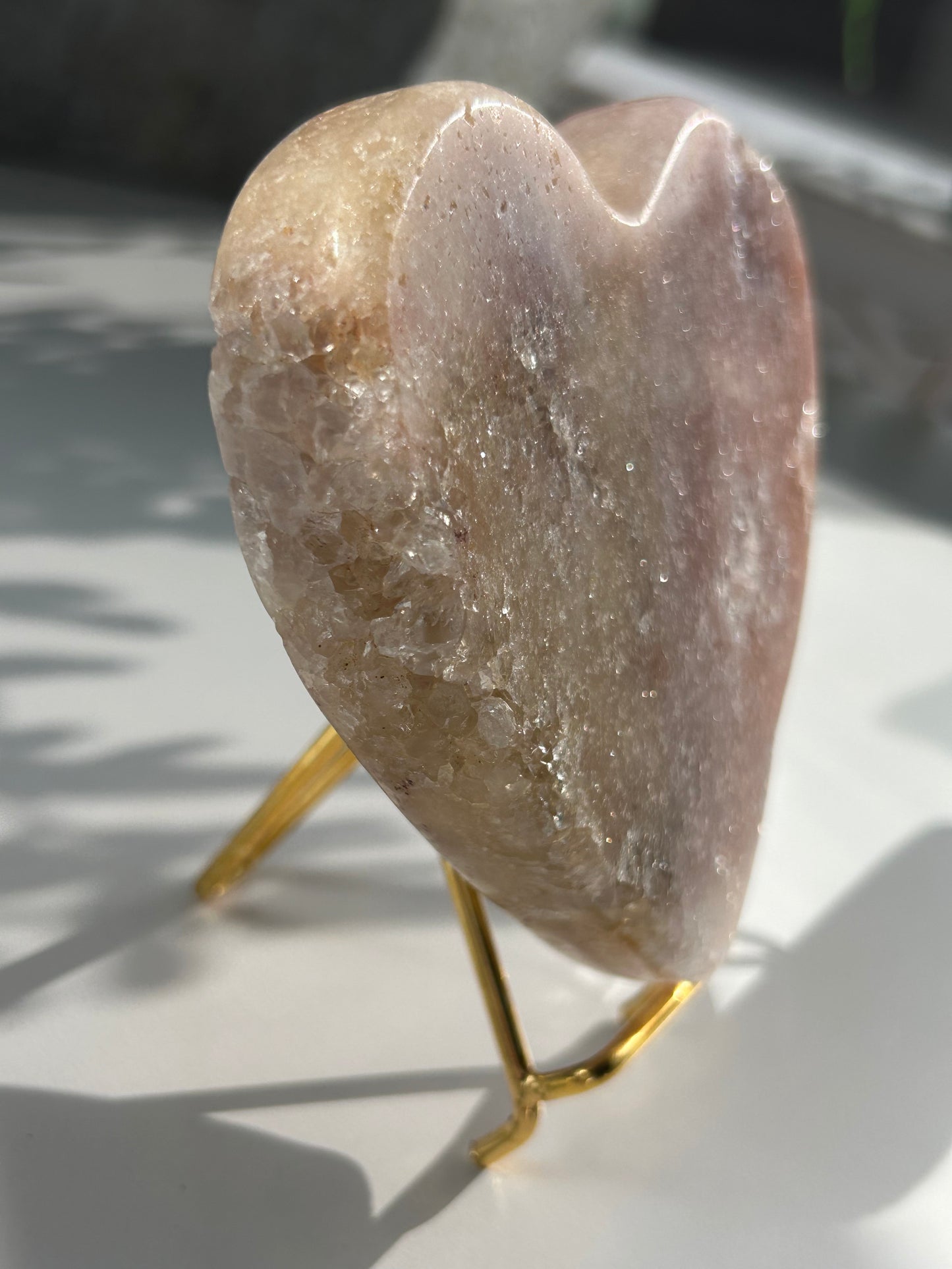 Pink Amethyst Heart with Crystal formations