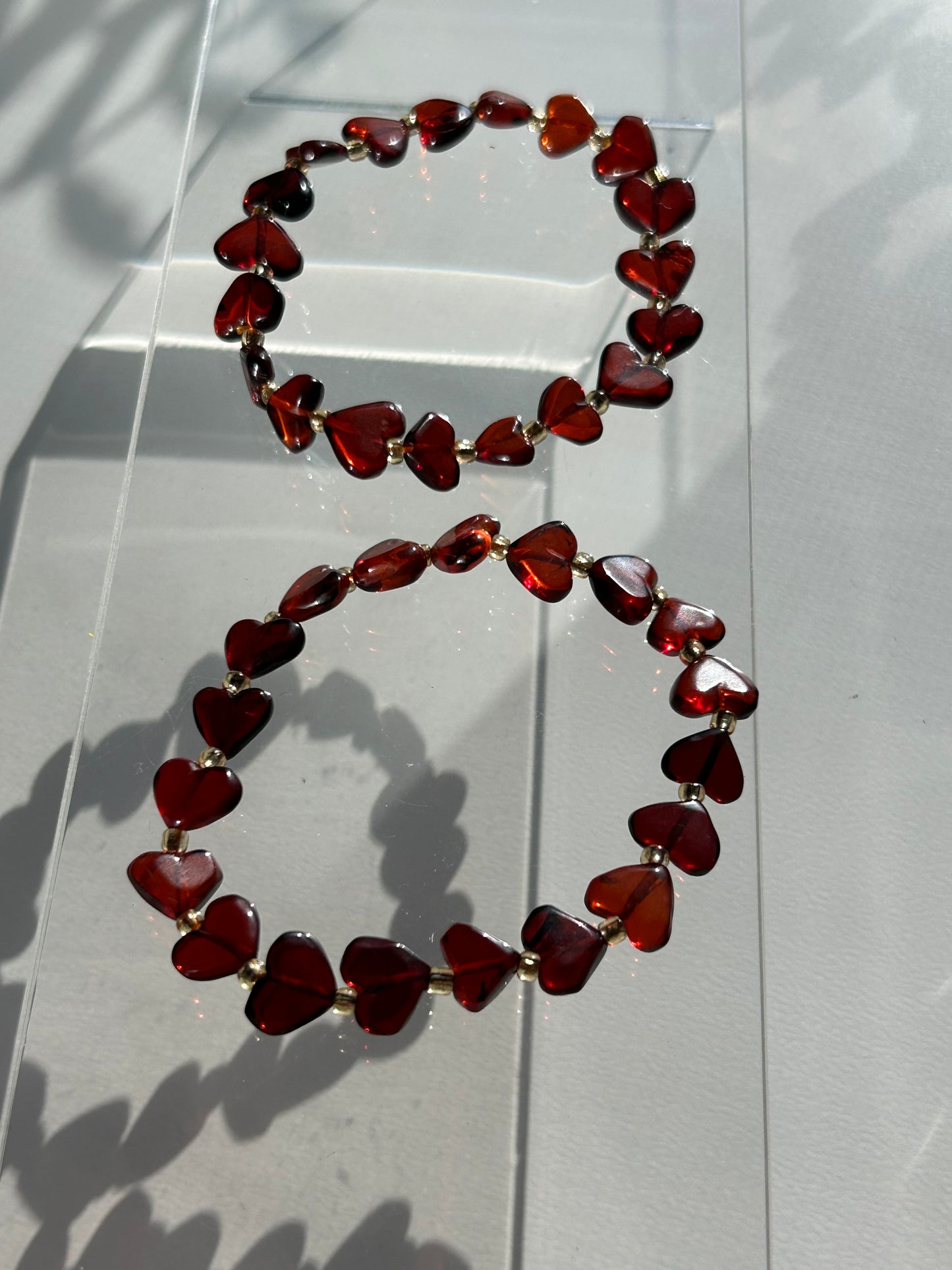 Blood Amber Heart Bracelets