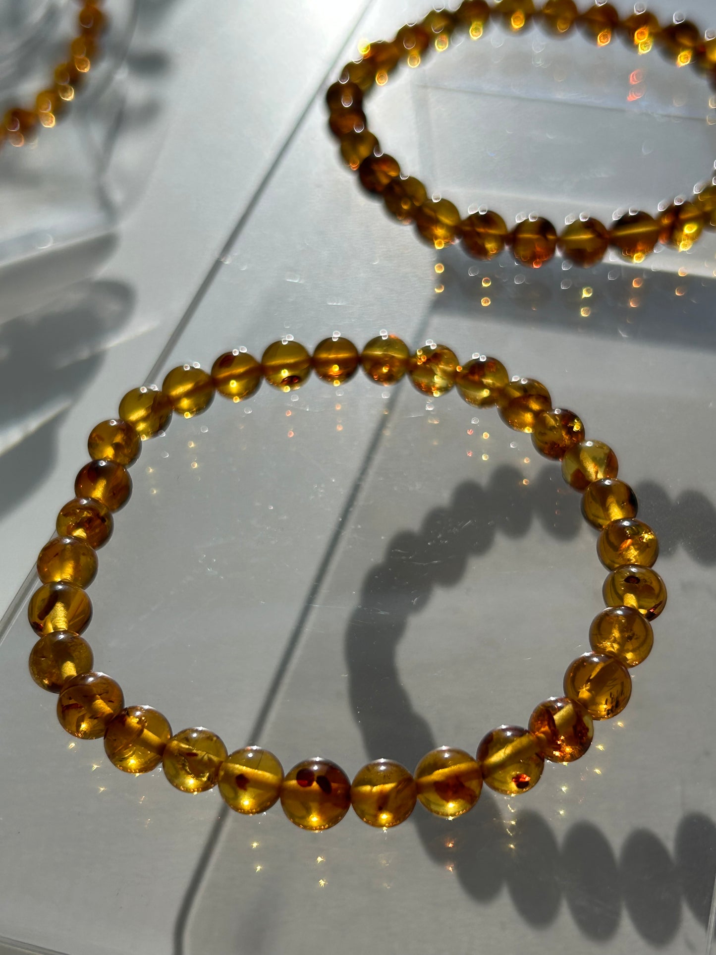 Flower Amber Beaded Bracelet