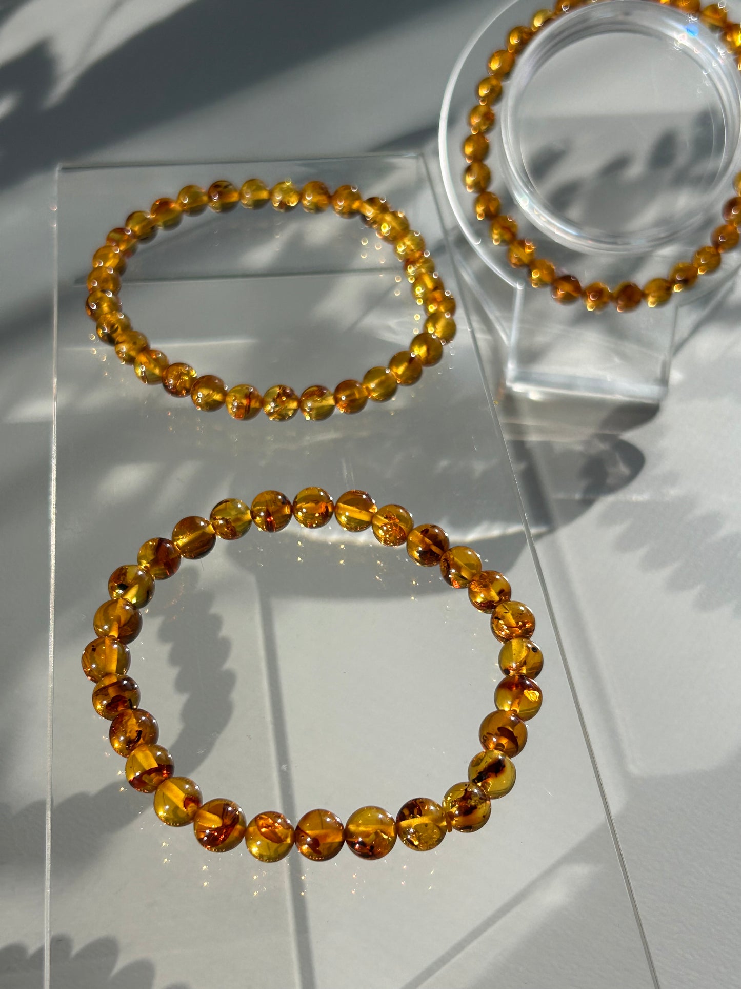 Flower Amber Beaded Bracelet