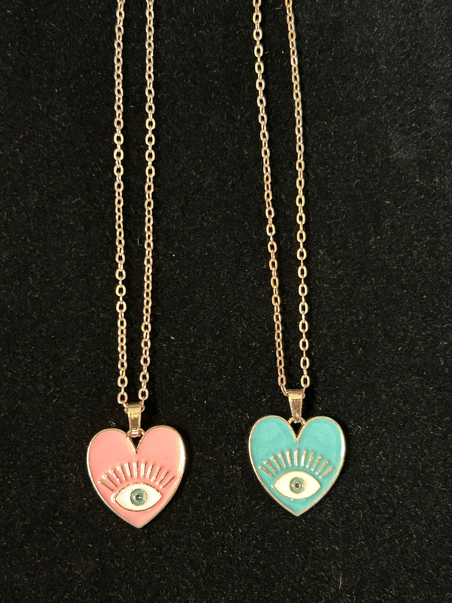 Heart Evil Eye 18k gold plated necklace