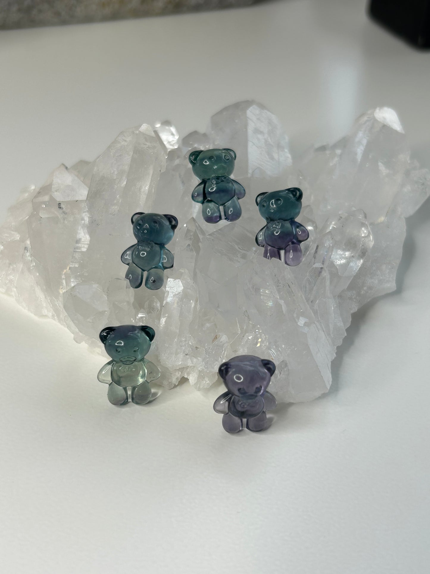 Mini Fluorite Teddy bear carving