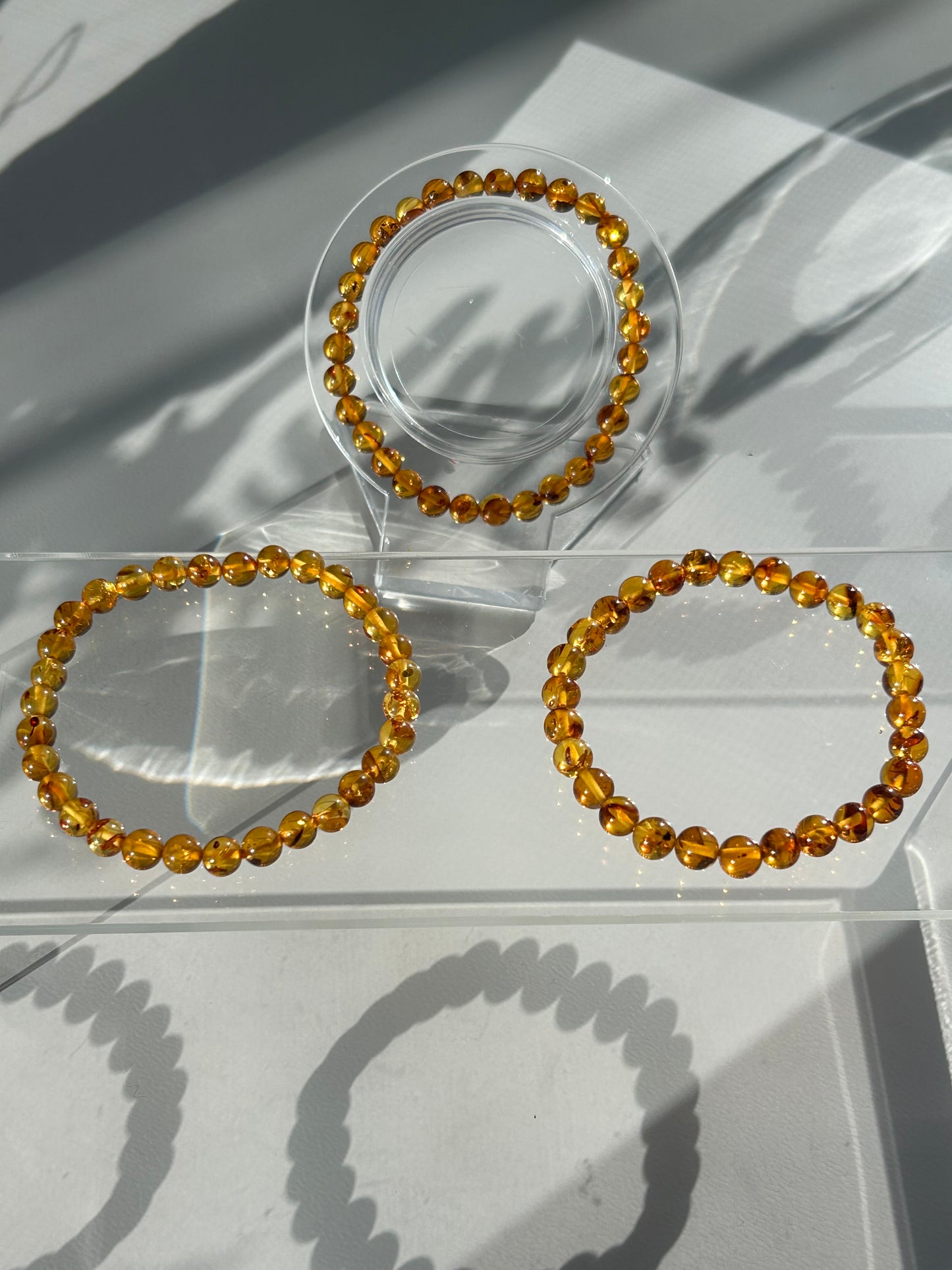 Flower Amber Beaded Bracelet