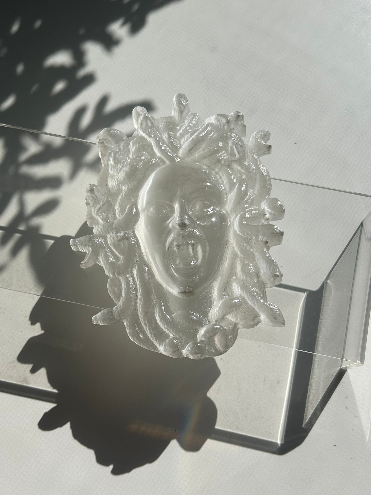 Selenite Medusa Carving