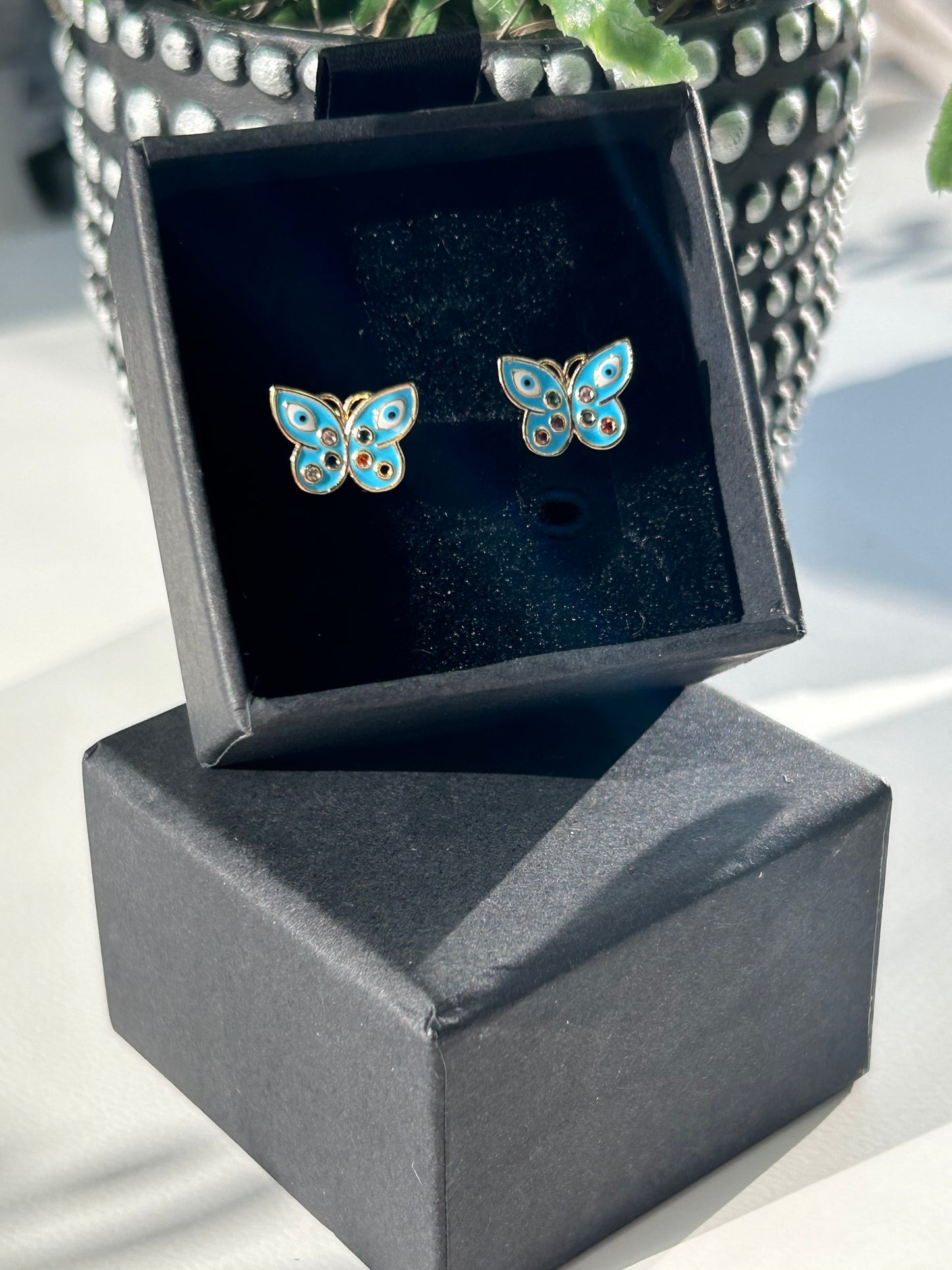 Evil Eye Butterfly Earrings