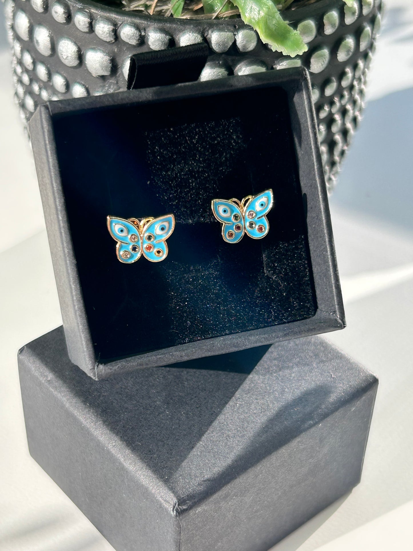 Evil Eye Butterfly Earrings