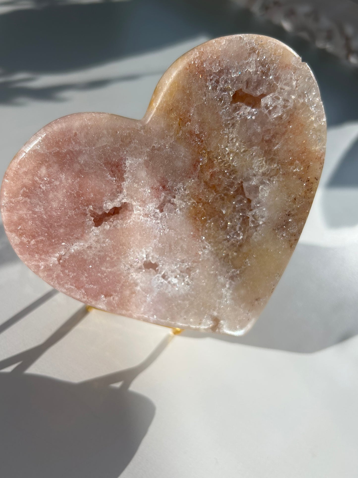 Pink Amethyst Heart with Crystal formations