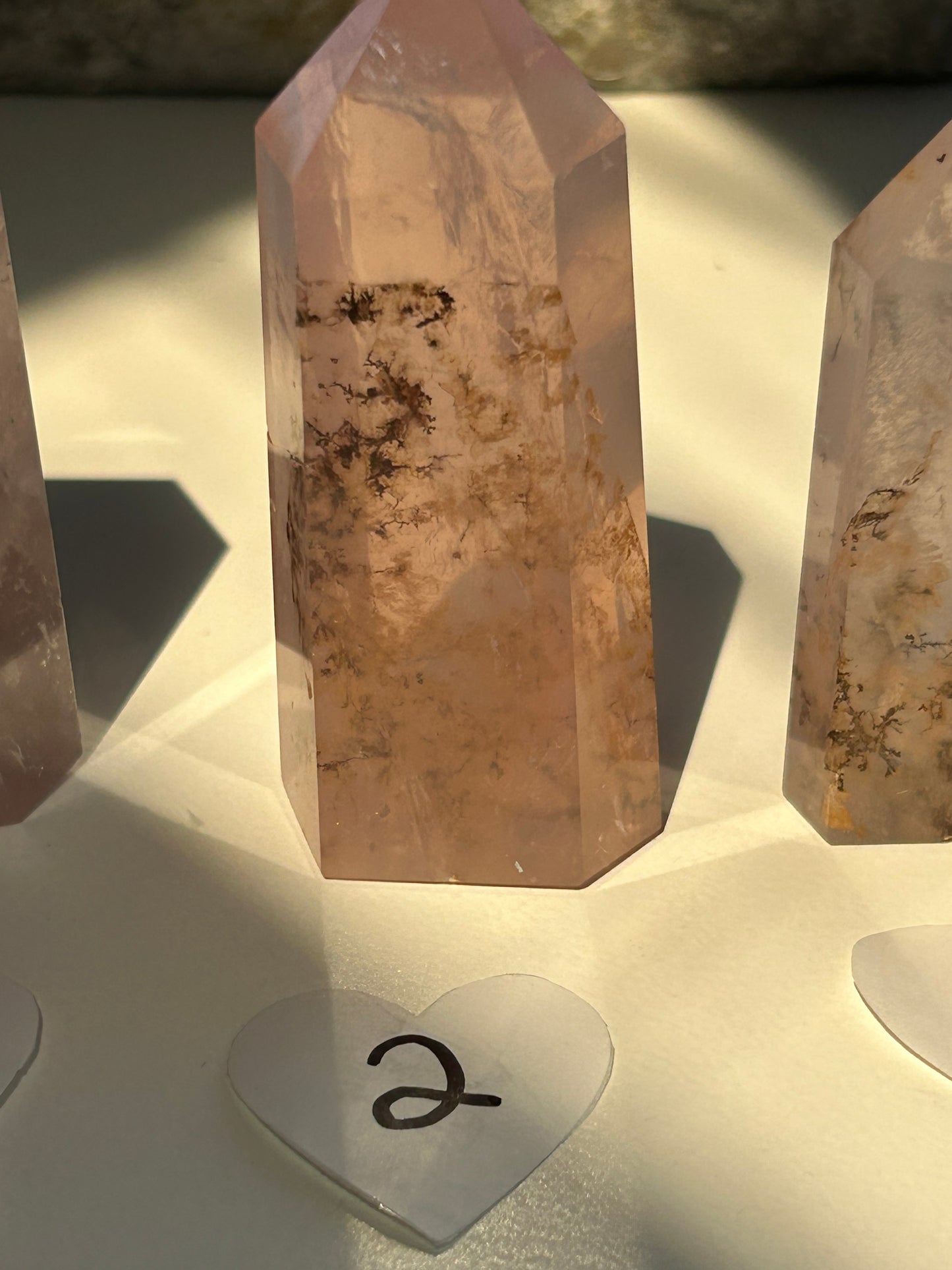 Rose Quartz Towers w/dendrites