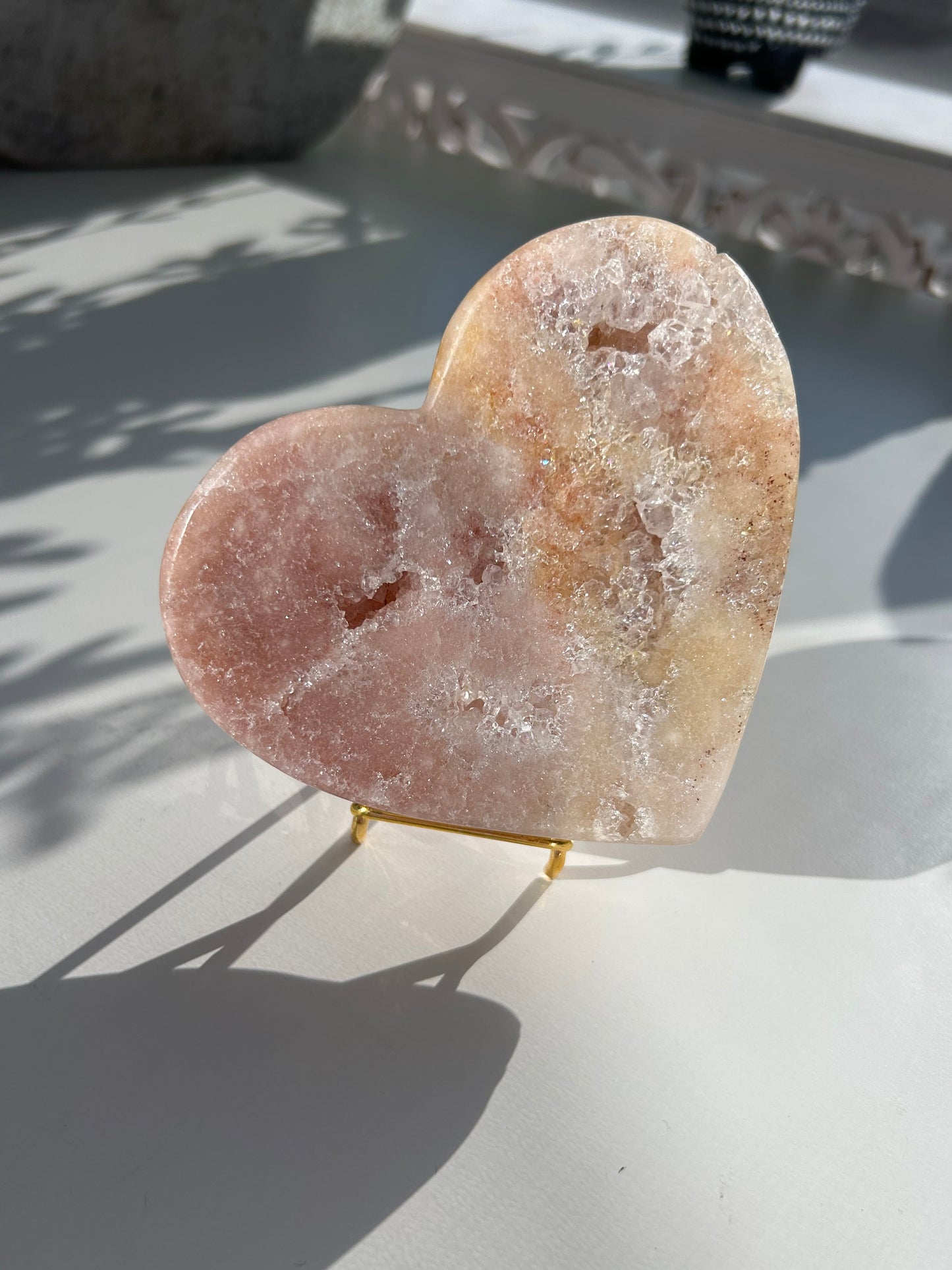 Pink Amethyst Heart with Crystal formations