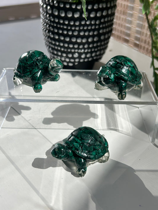 Resin Turtle with Malachite chips