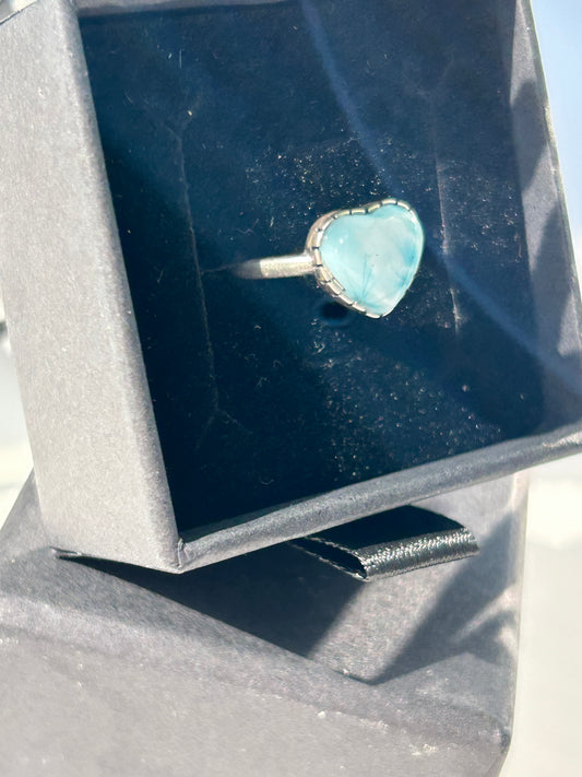 Larimar Sterling Silver 925 Heart ring