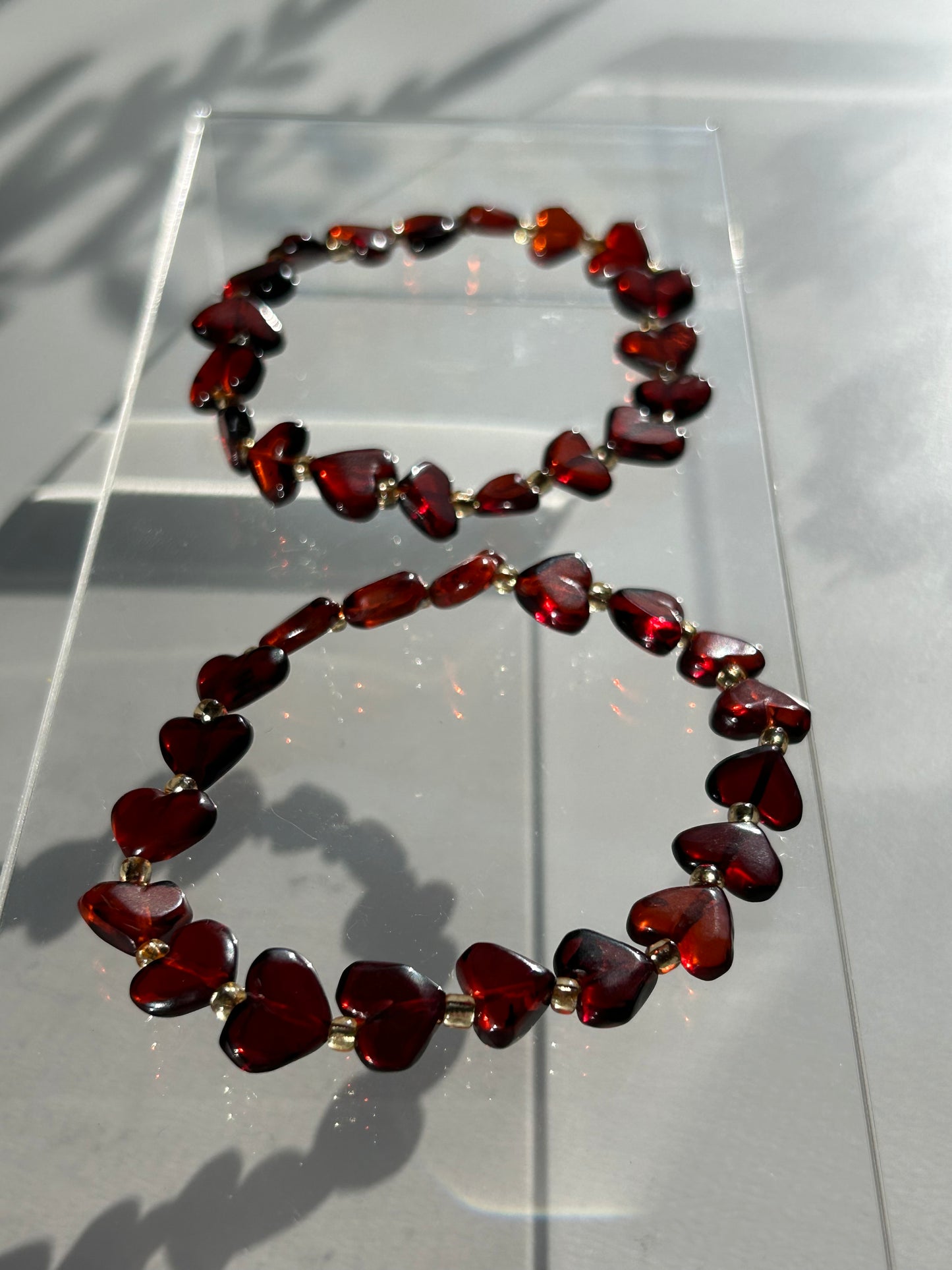 Blood Amber Heart Bracelets