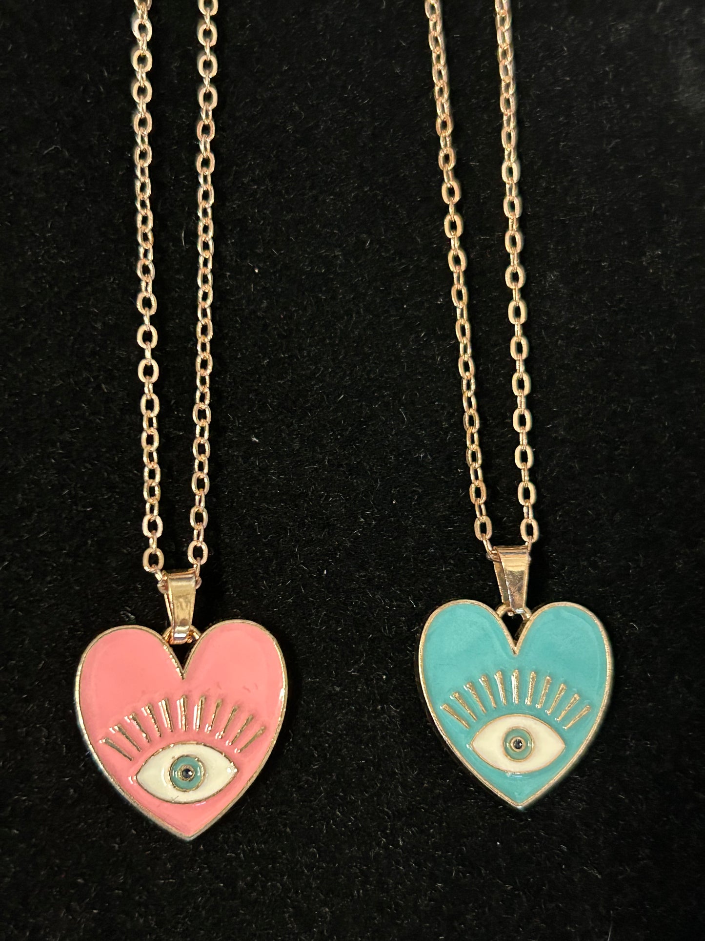 Heart Evil Eye 18k gold plated necklace