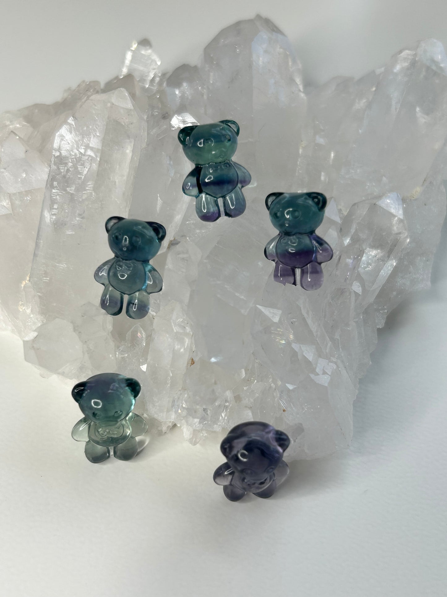 Mini Fluorite Teddy bear carving