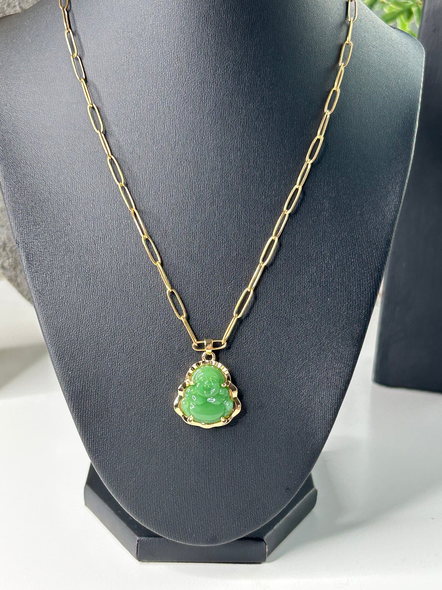 Jade Buddha 18k Gold plated Necklace