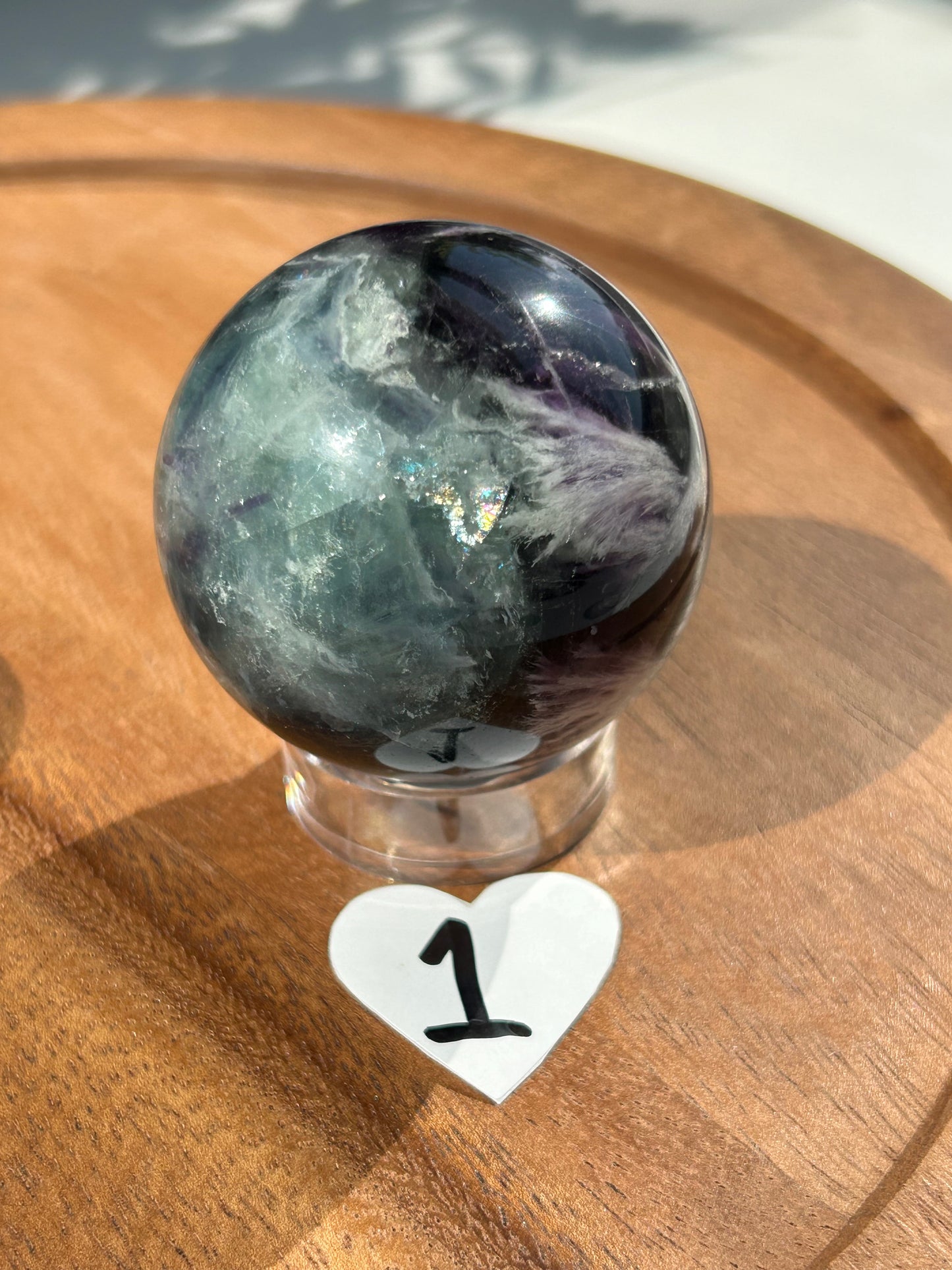 Feather Fluorite sphere