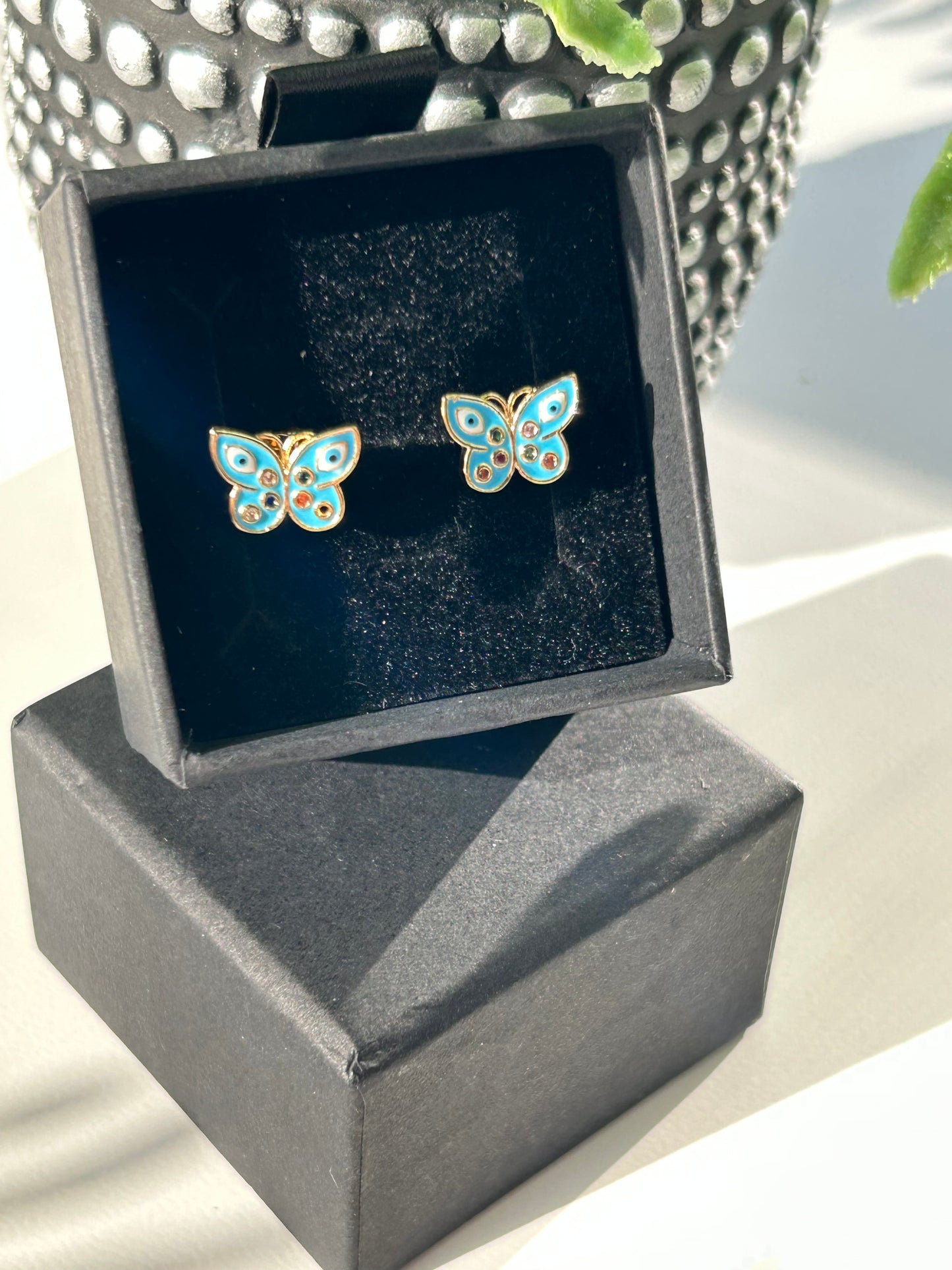 Evil Eye Butterfly Earrings