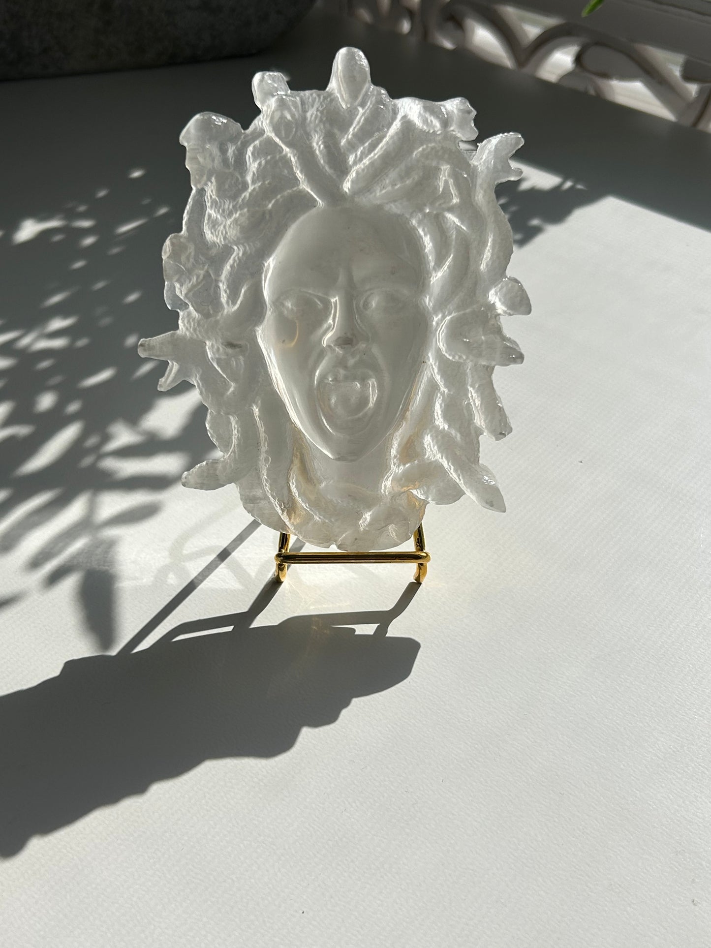 Selenite Medusa Carving