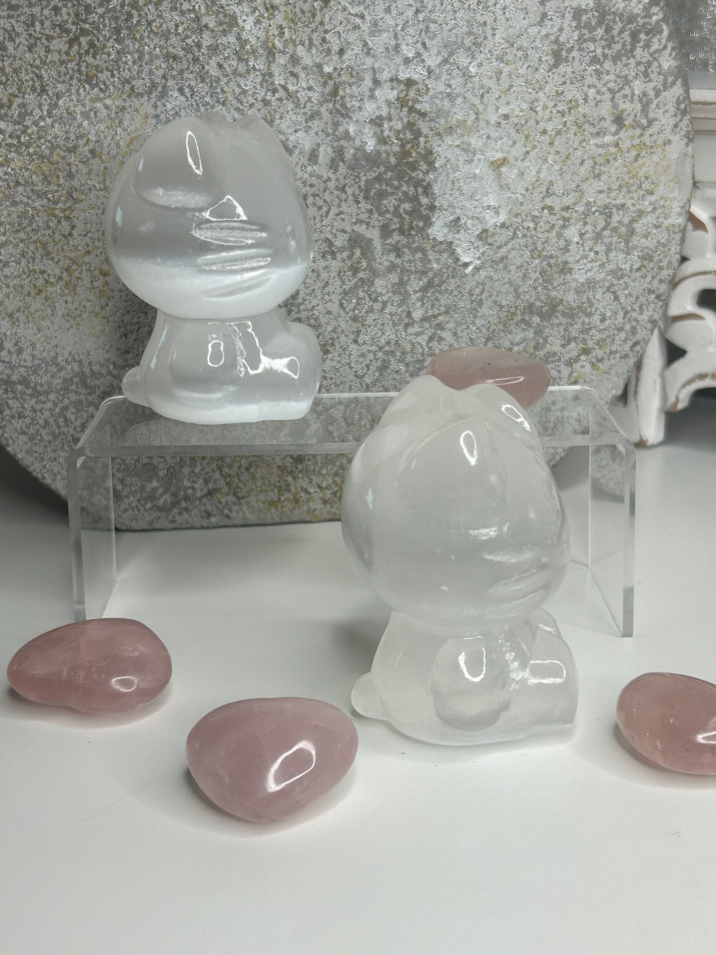 Hello Kitty Selenite Carving