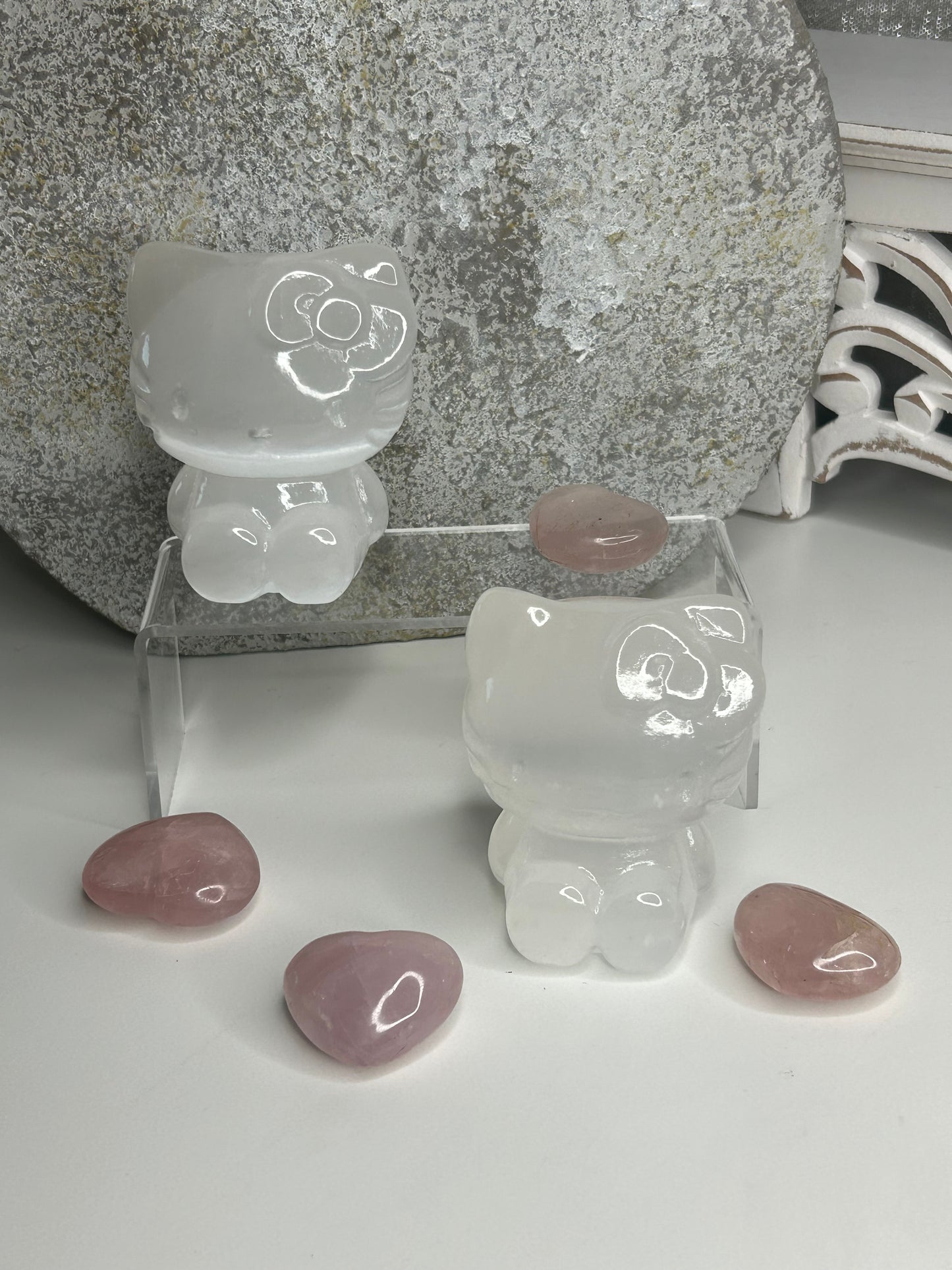 Hello Kitty Selenite Carving