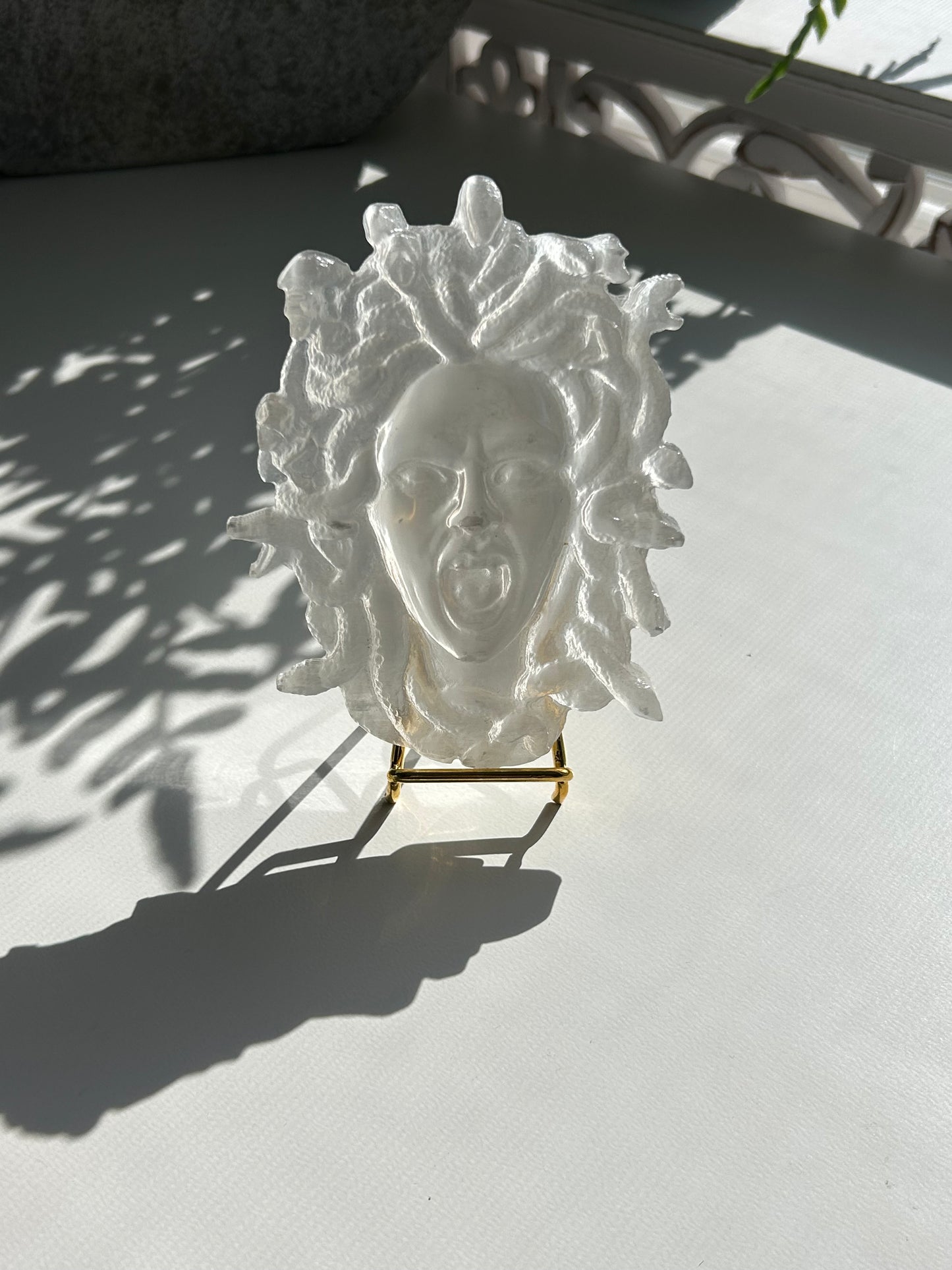 Selenite Medusa Carving