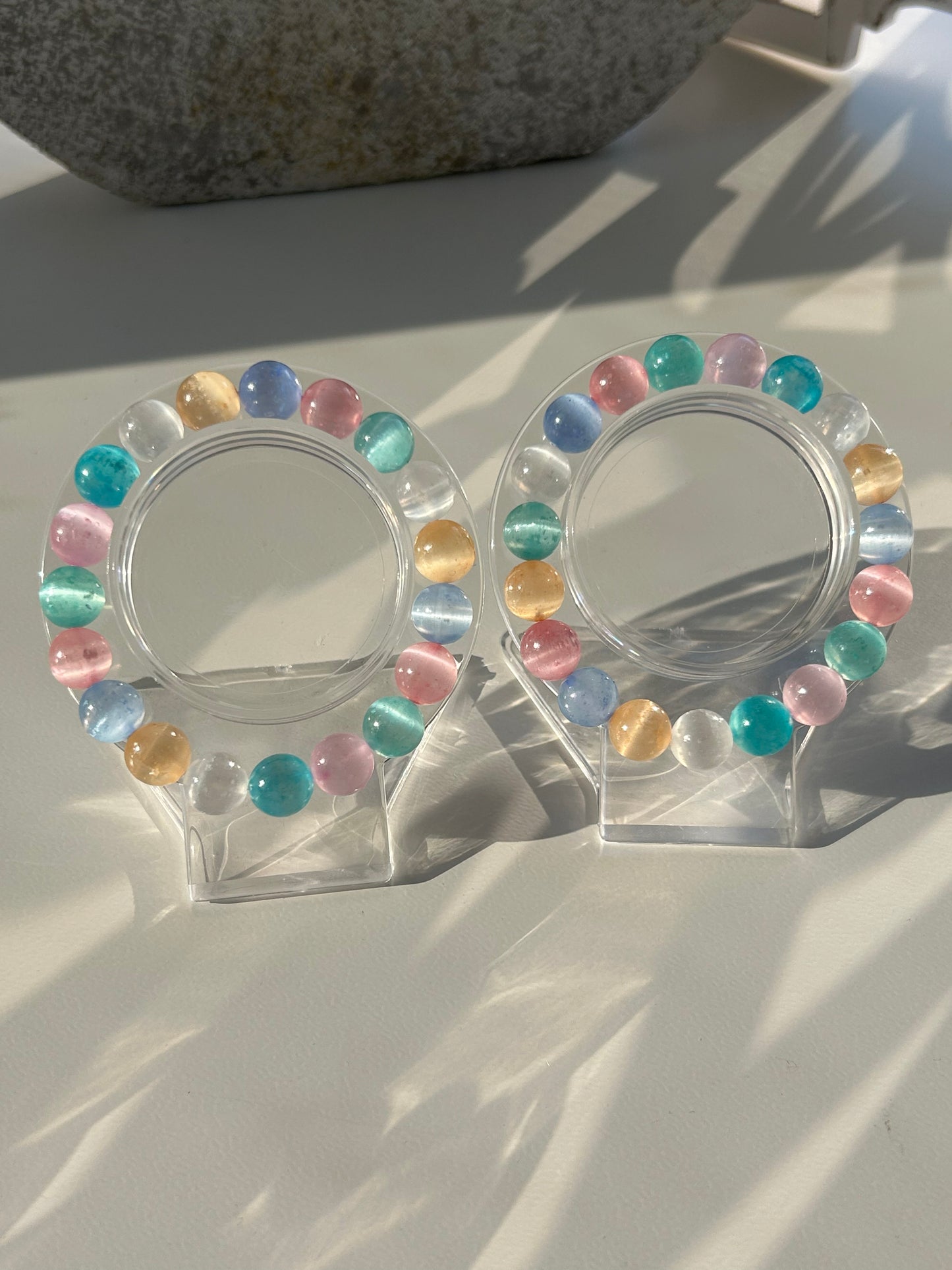 Candy Aura Selenite Beaded bracelet