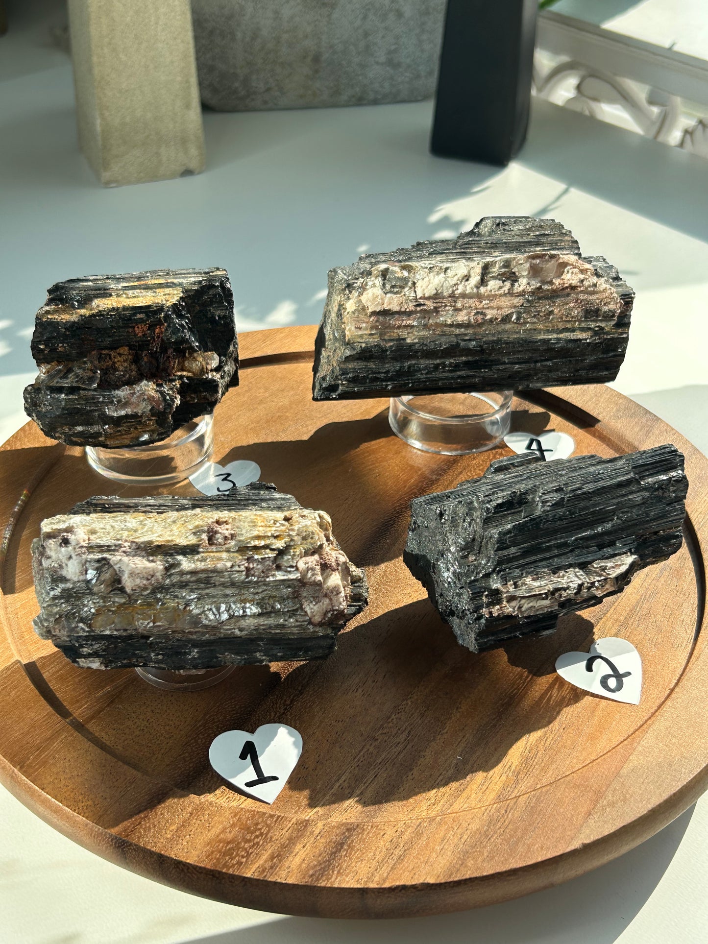 Raw Black Tourmaline logs with Mica