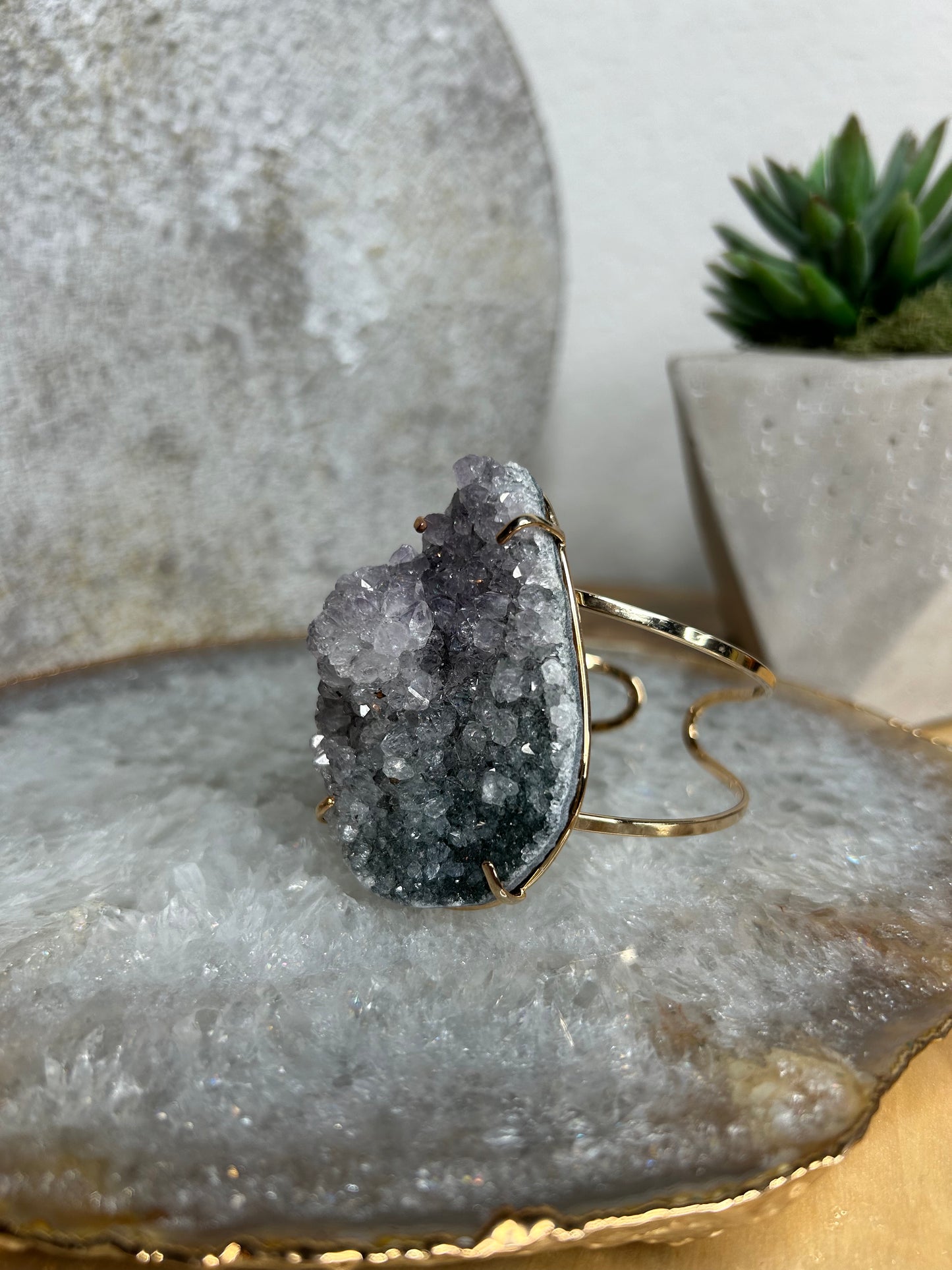 Amethyst Druzy cuff bracelet